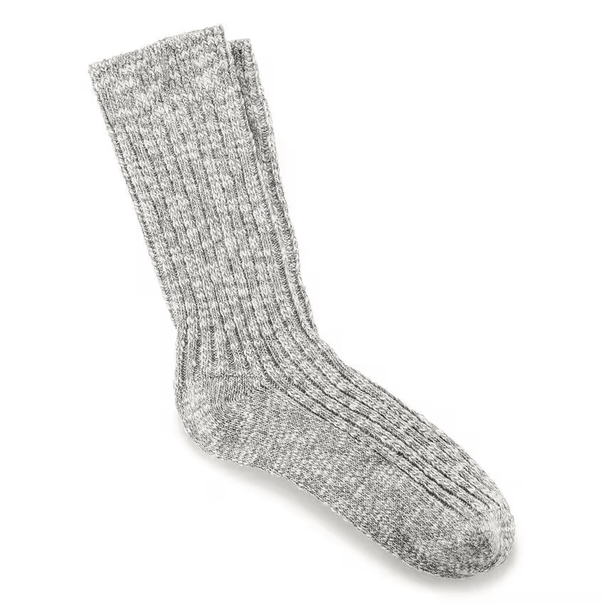 Cotton Slub Socks in Grey White