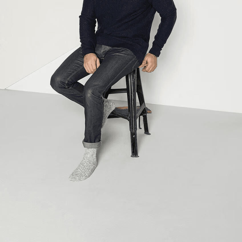 Cotton Slub Socks in Grey White