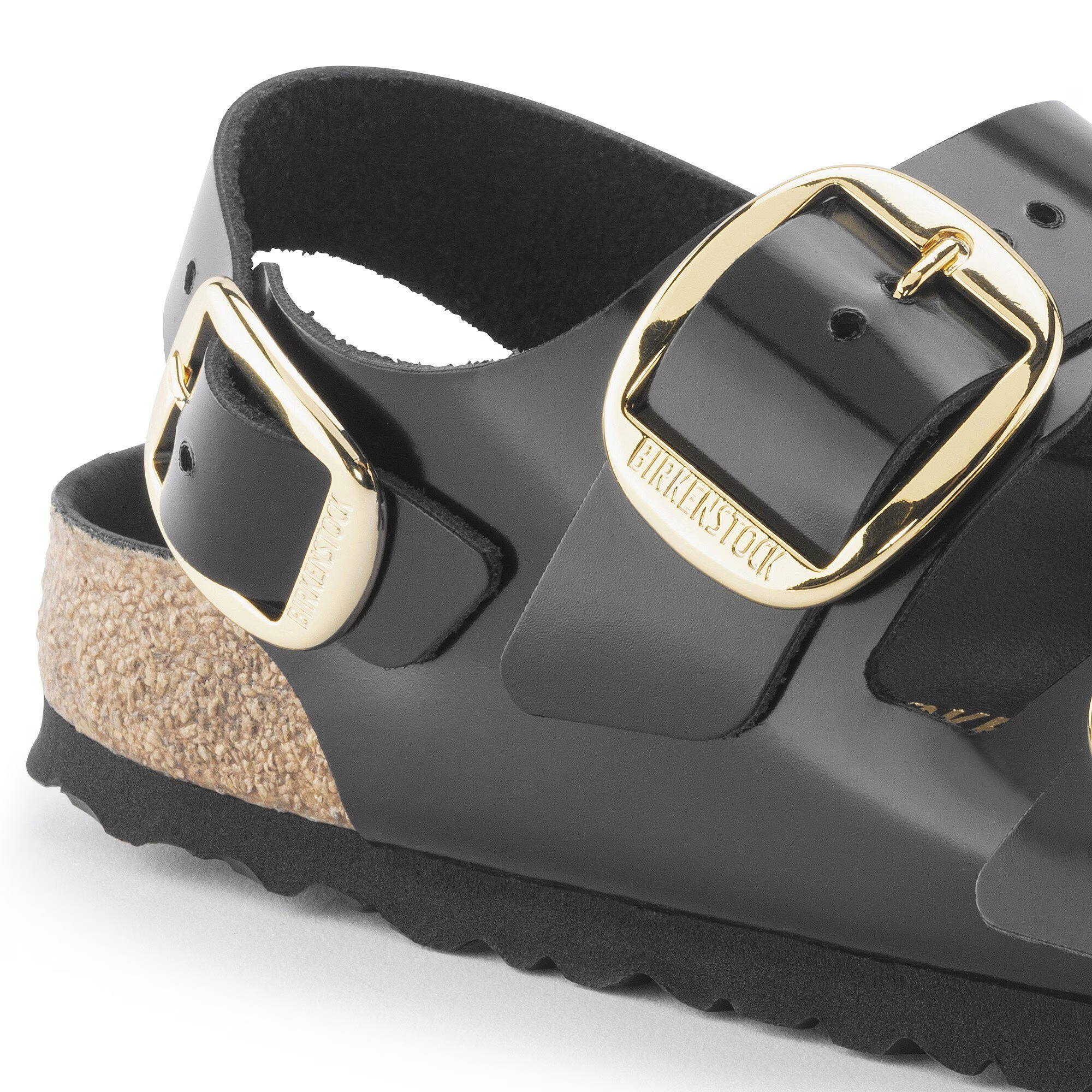 Milano Big Buckle Natural Leather Patent in High Shine Black