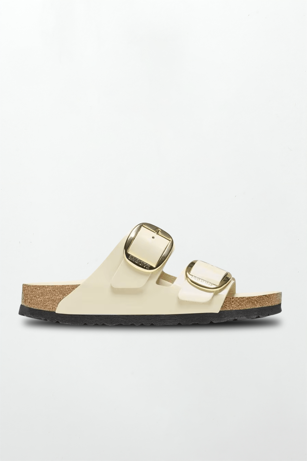 Arizona Big Buckle Natural Leather Patent in High Shine Ecru