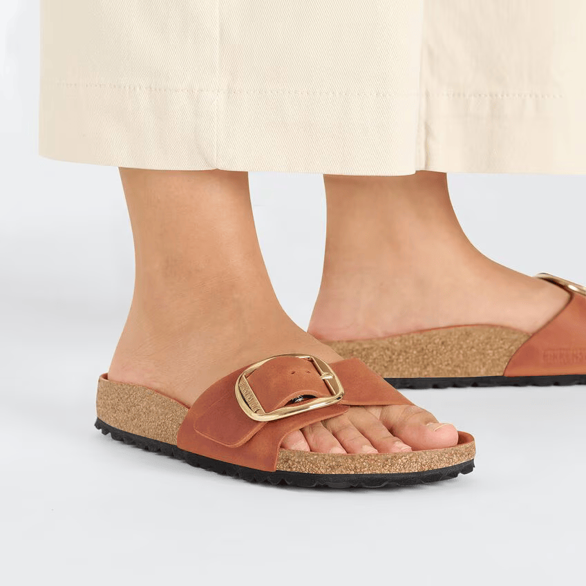 Madrid Big Buckle Oiled Leather in Burnt Orange