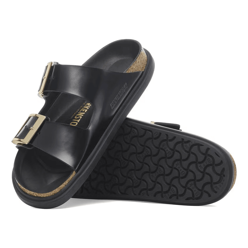 Arizona Droplet Buckle Natural Leather Patent in High Shine Black