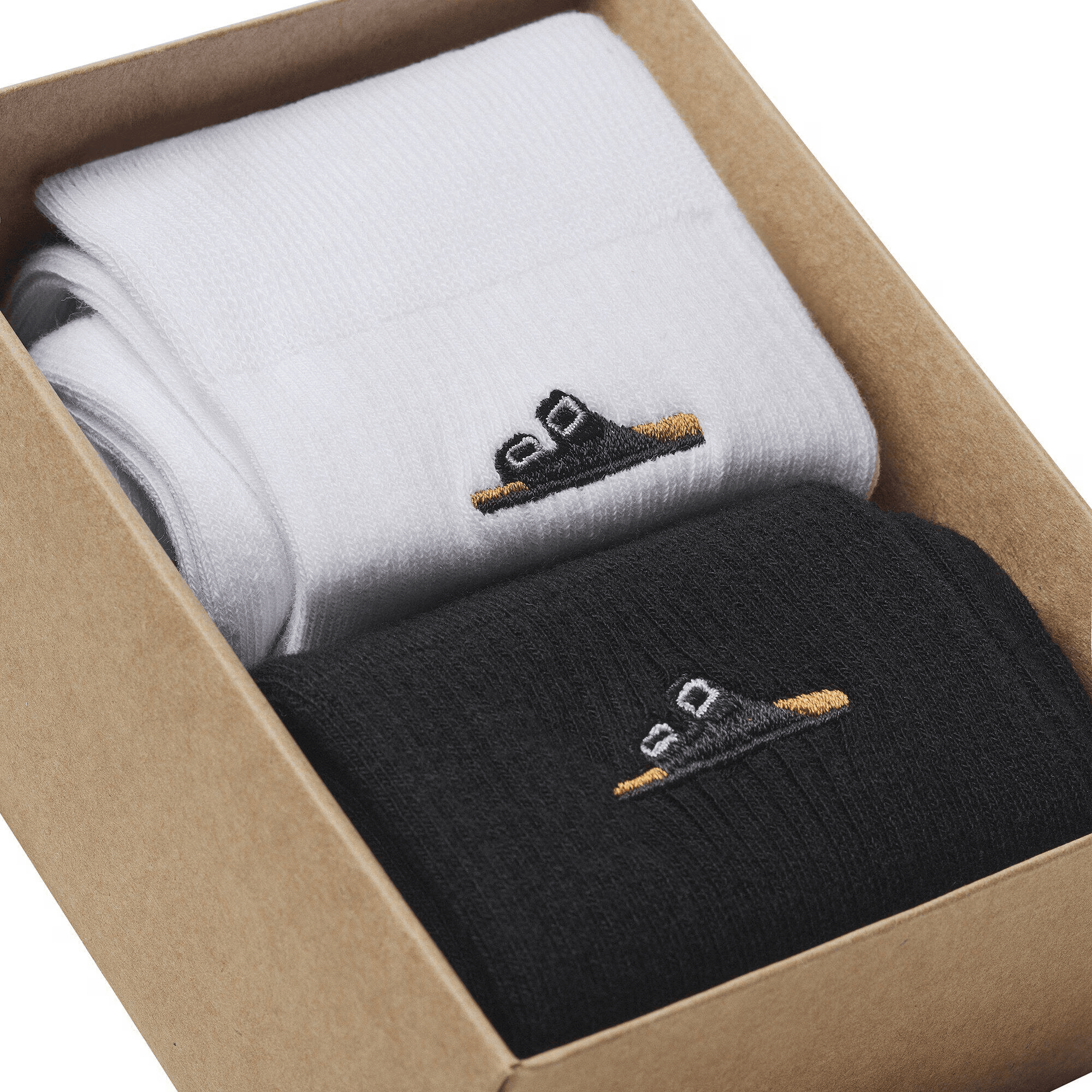 Cotton Ribbed Socks Black/White 2 Pack