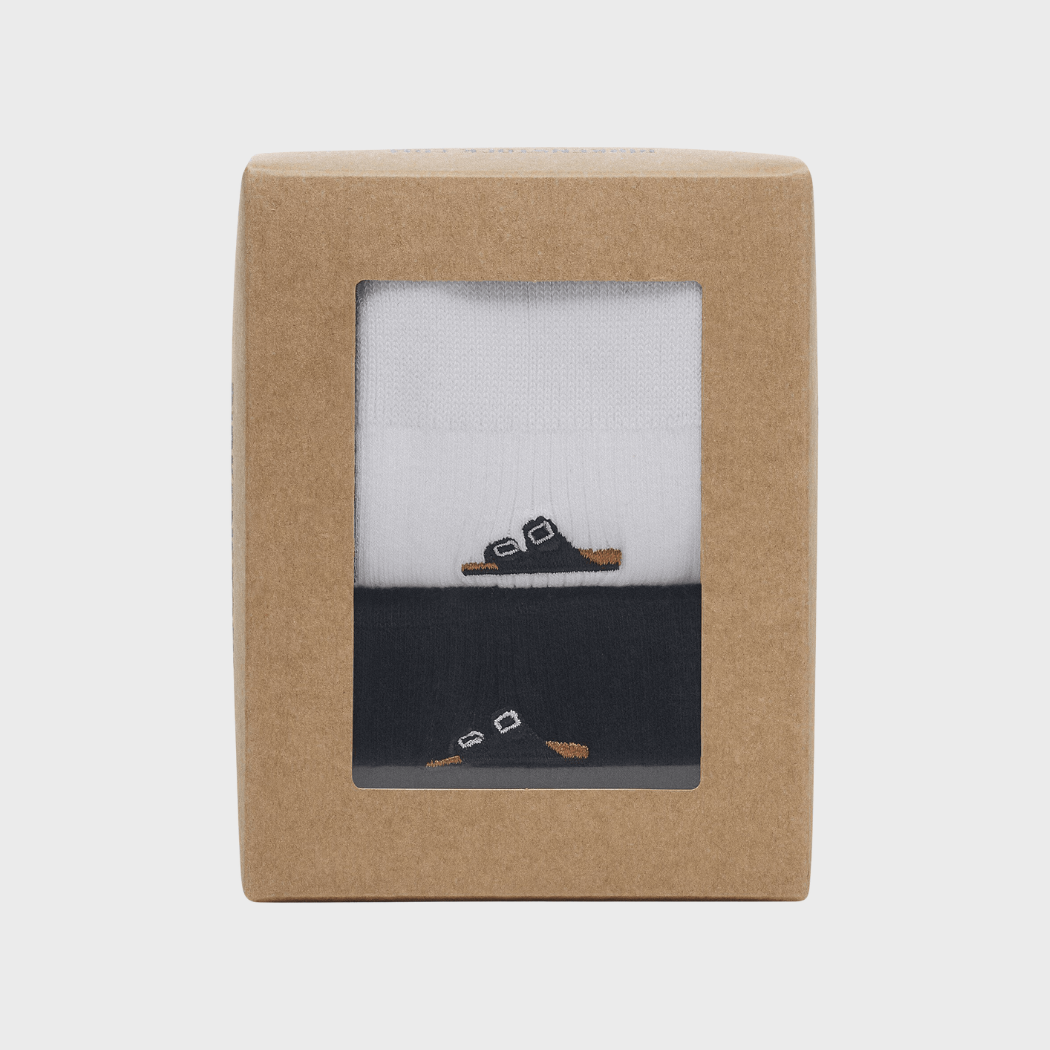 Cotton Ribbed Socks Black/White 2 Pack