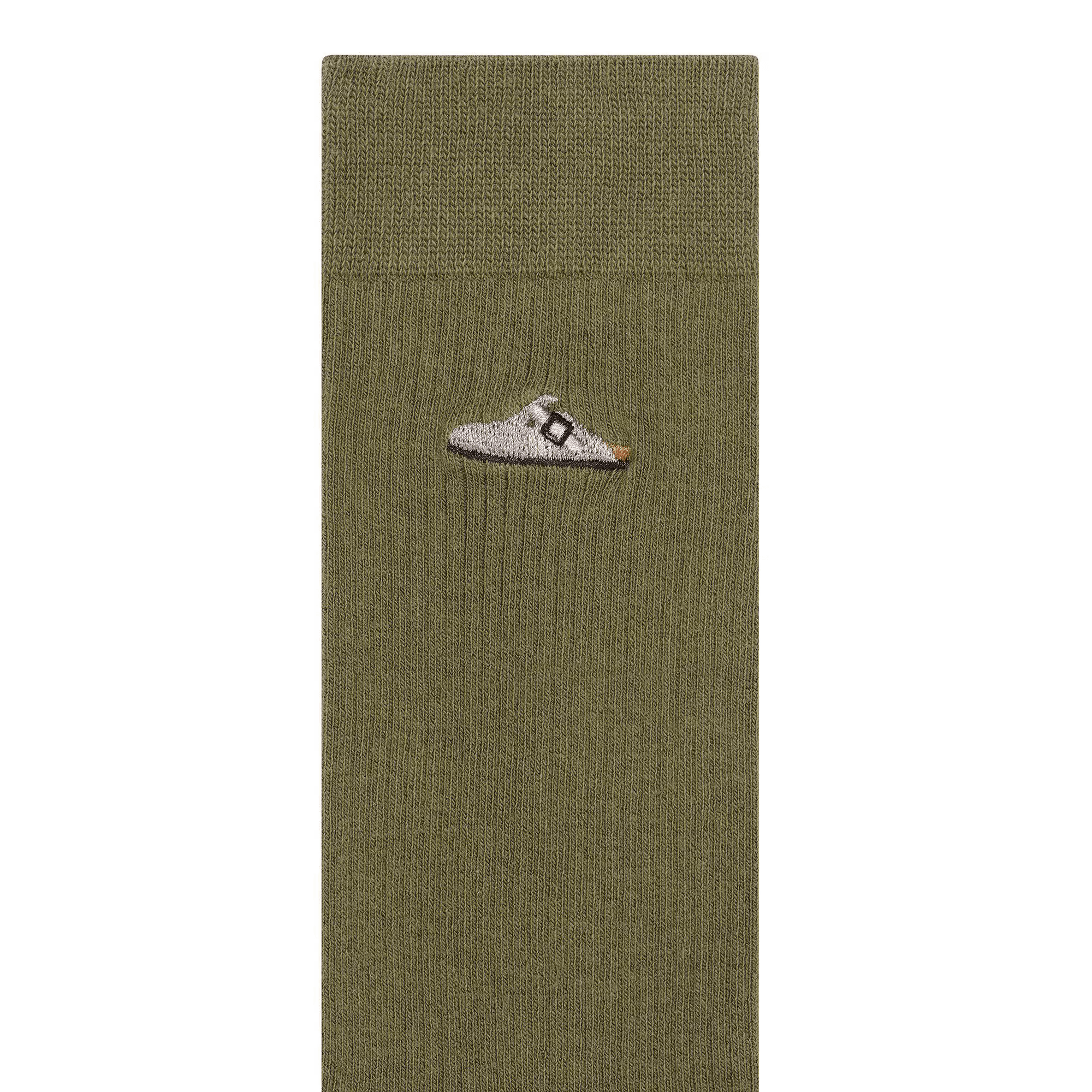 Cotton Ribbed Socks in Pine Green