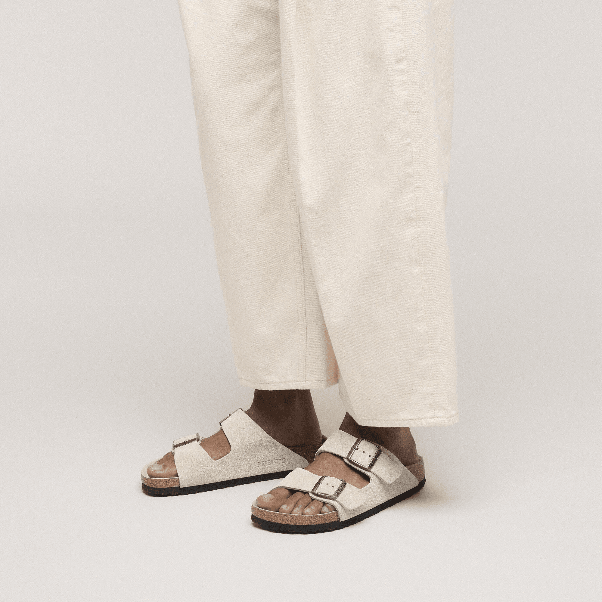 Arizona Suede Leather in Oyster Tonal (Soft Footbed) - Milu James St