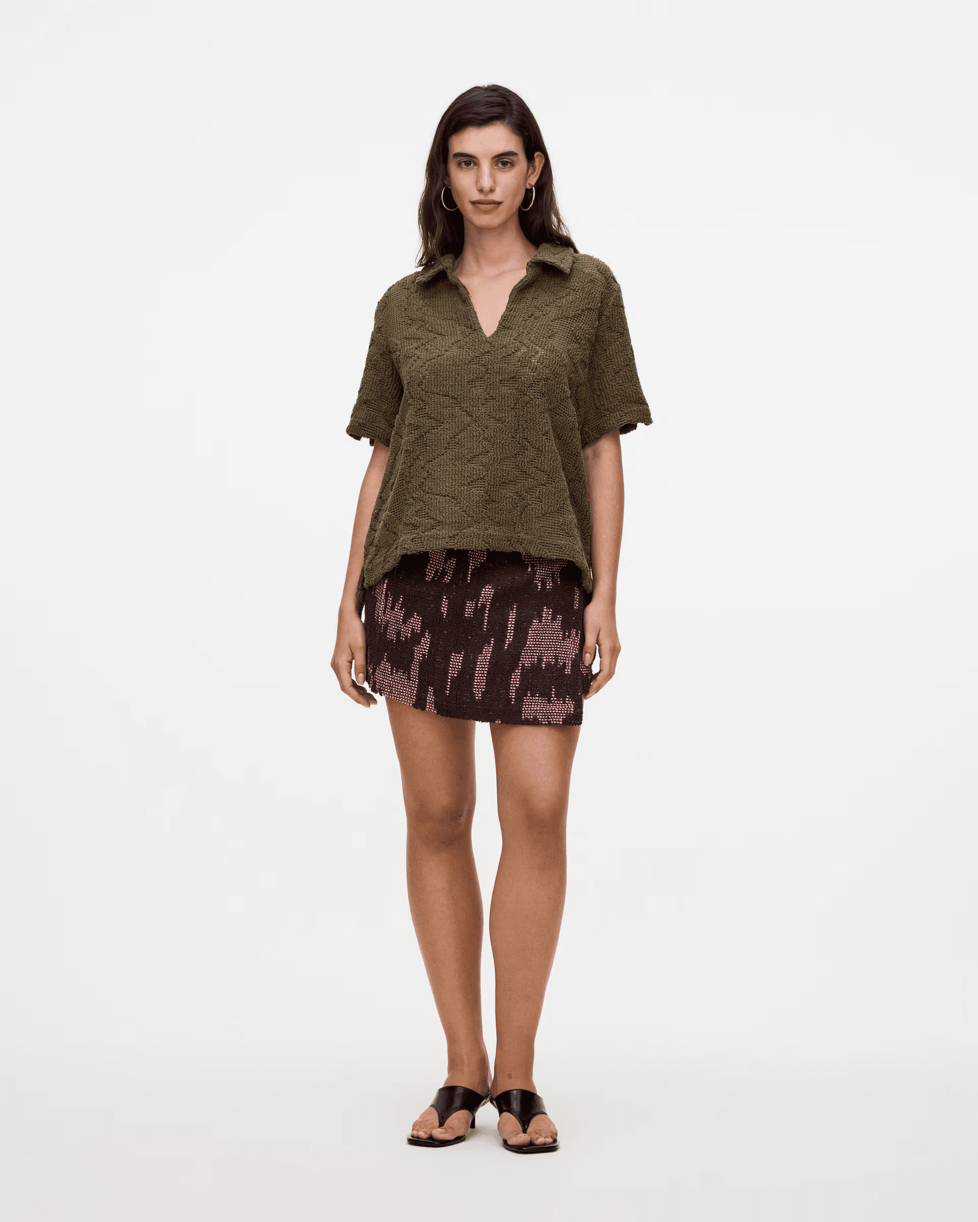 Crochet Shirt in Pine Verve Jaffa