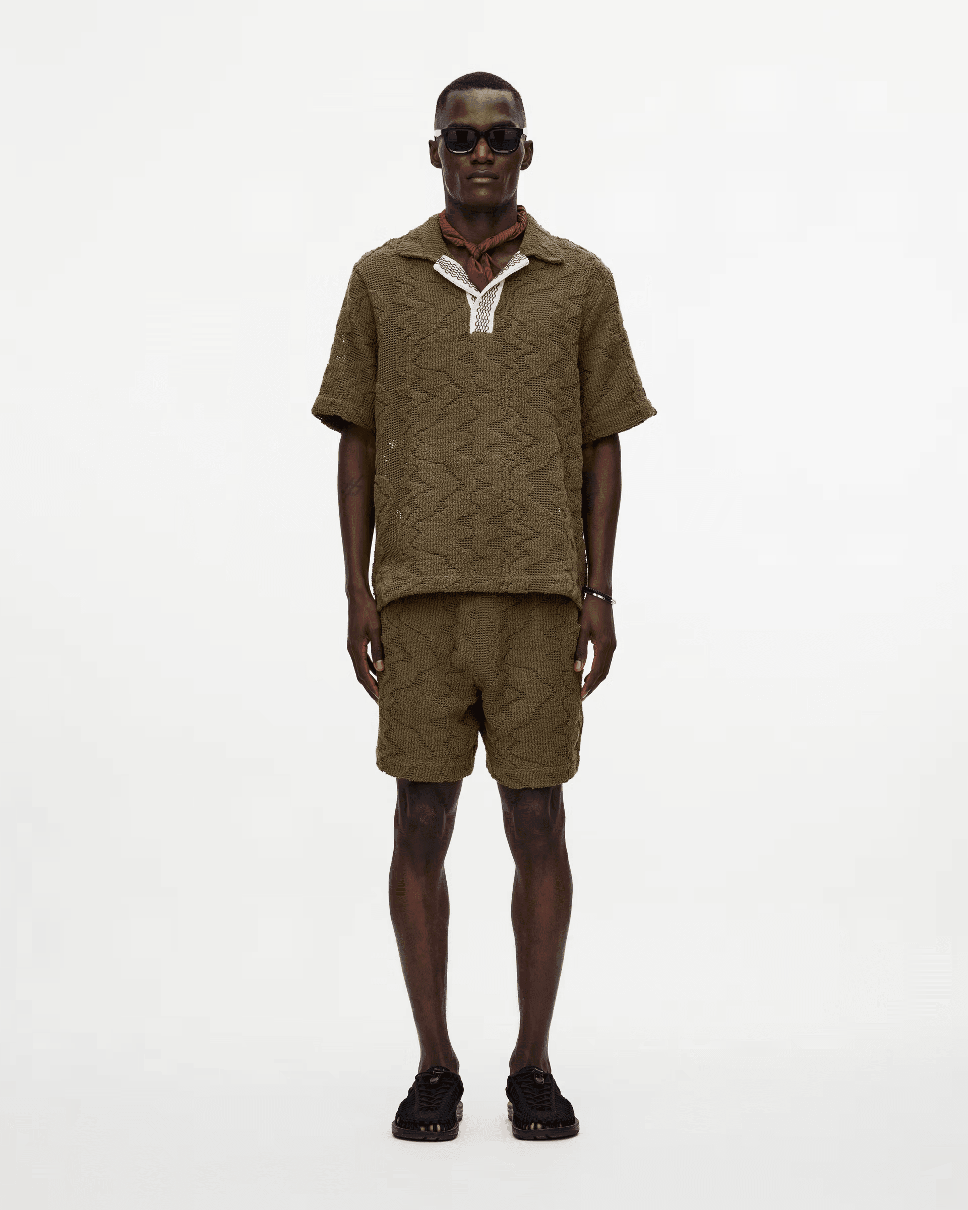 Palmer Crochet Shirt in Pine Verve