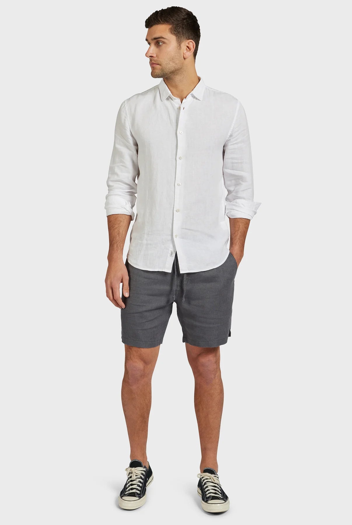 Riviera Linen Short in Charcoal