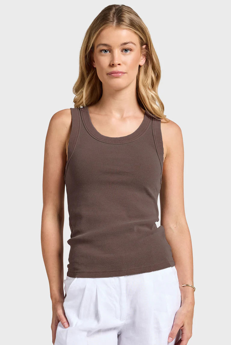 (W) Essential Rib Tank in Mahogany - Milu James St