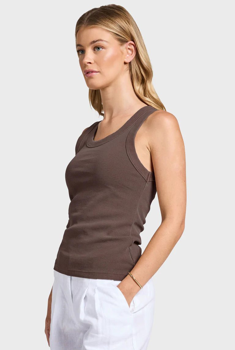 (W) Essential Rib Tank in Mahogany - Milu James St