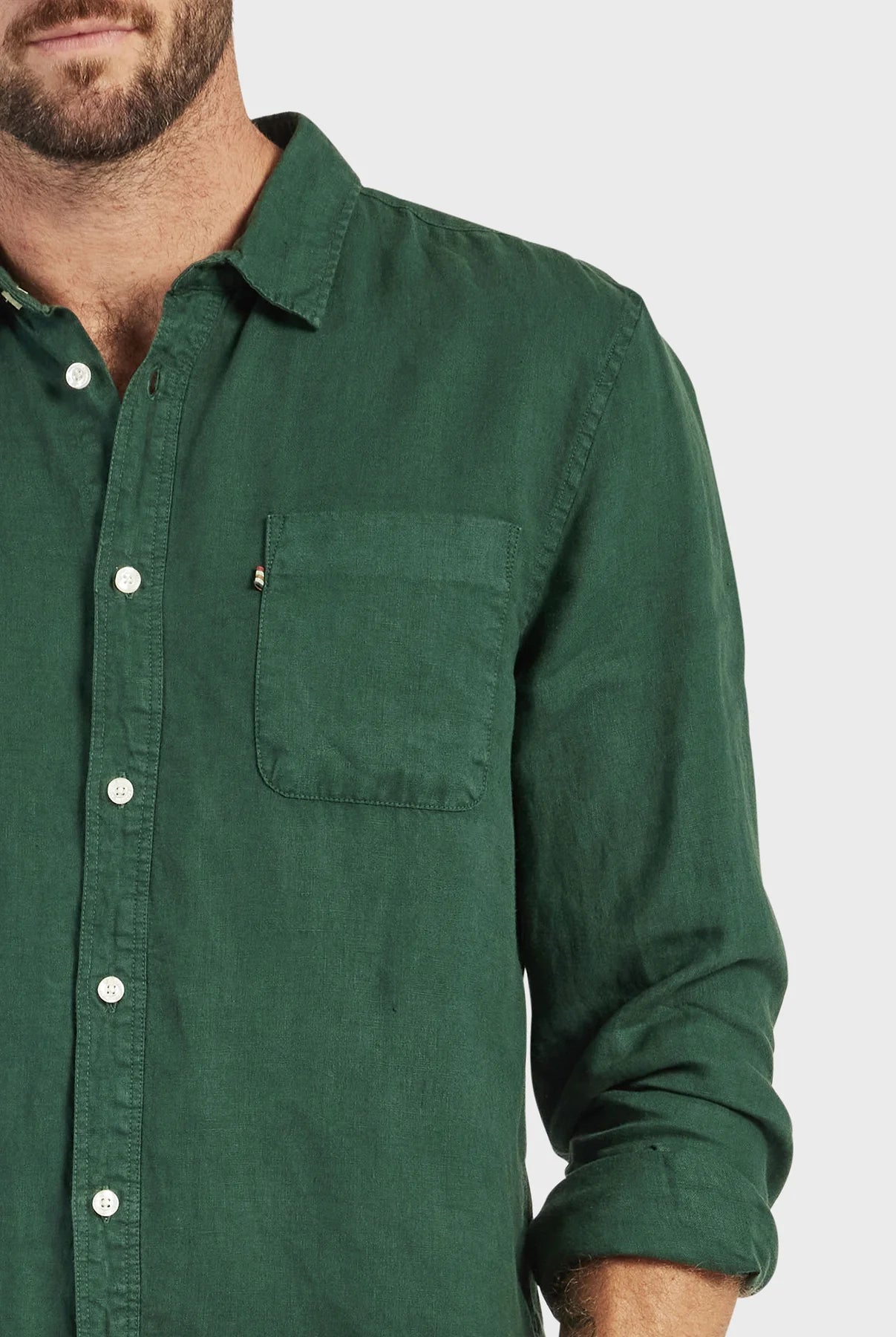 Hampton Linen Shirt in Sherwood Green