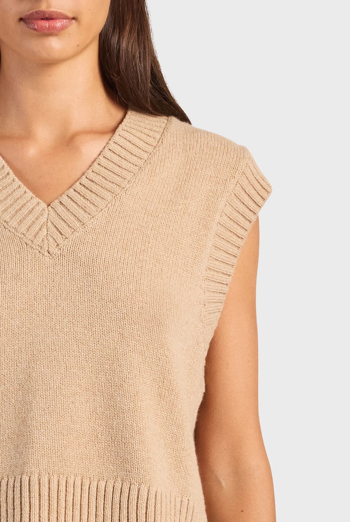 Maple Knit Vest in Otter Tan