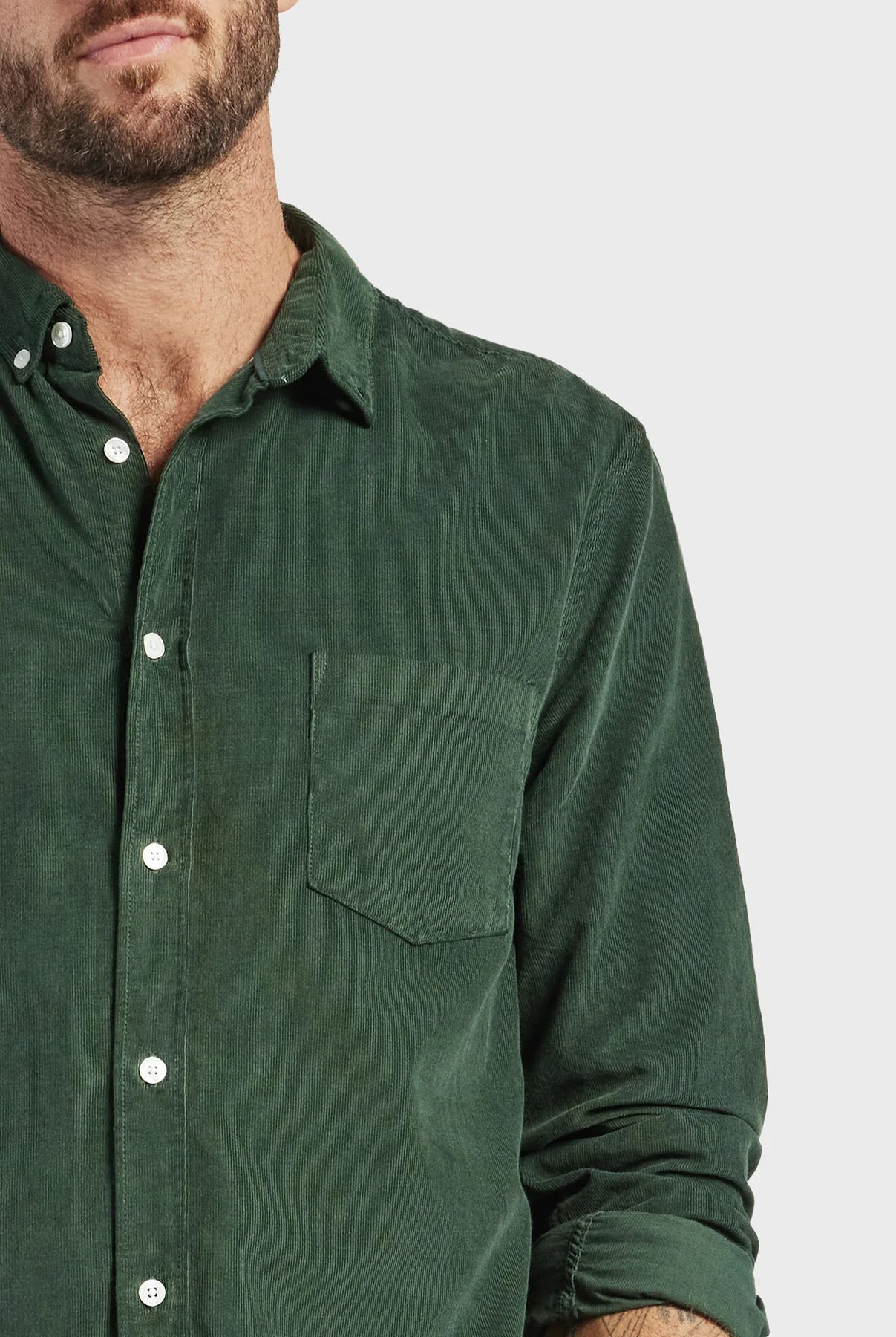 Micro Cord Shirt in Sherwood Green