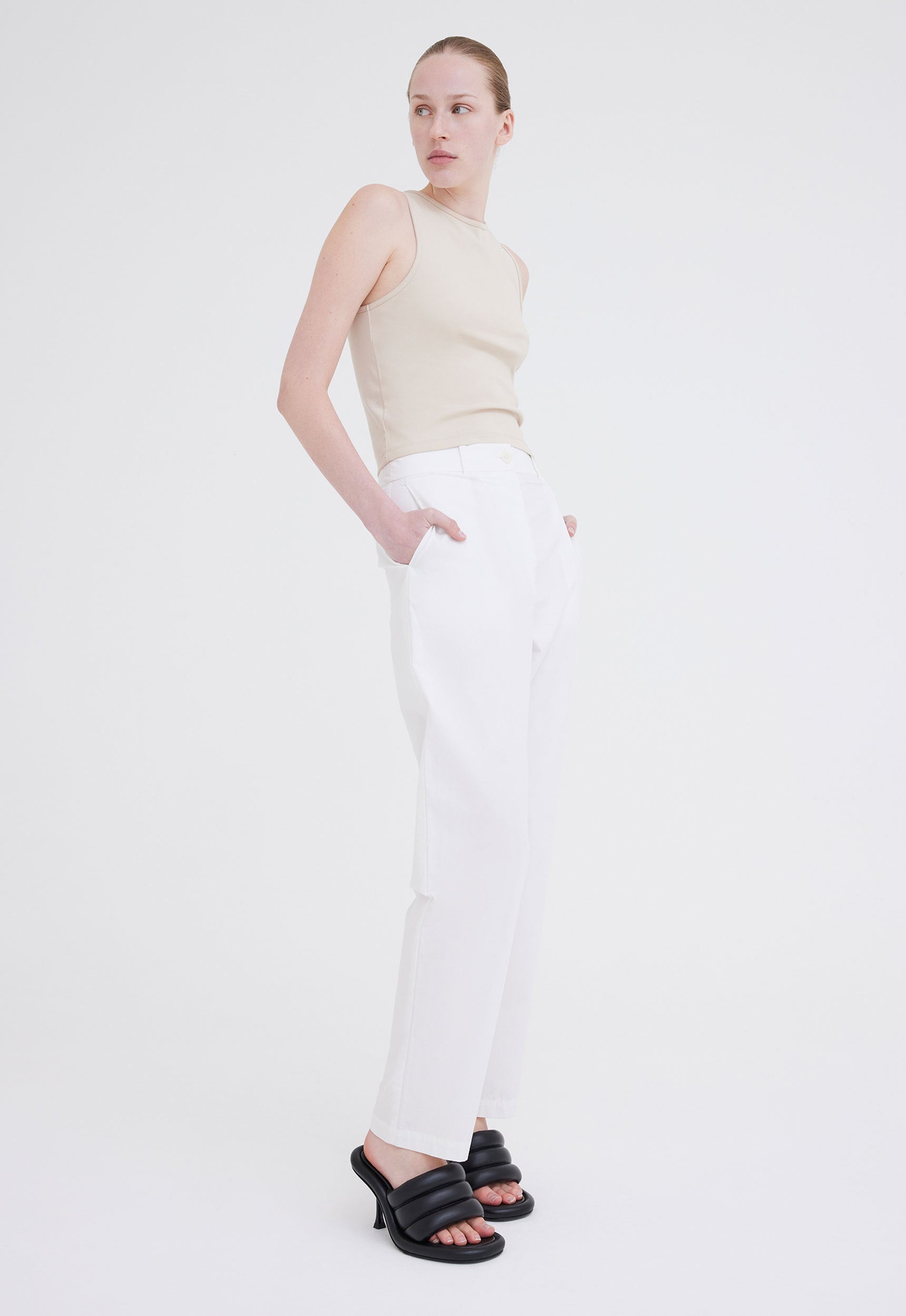 Foster Ribbed Cotton Tank in Dia Neutral
