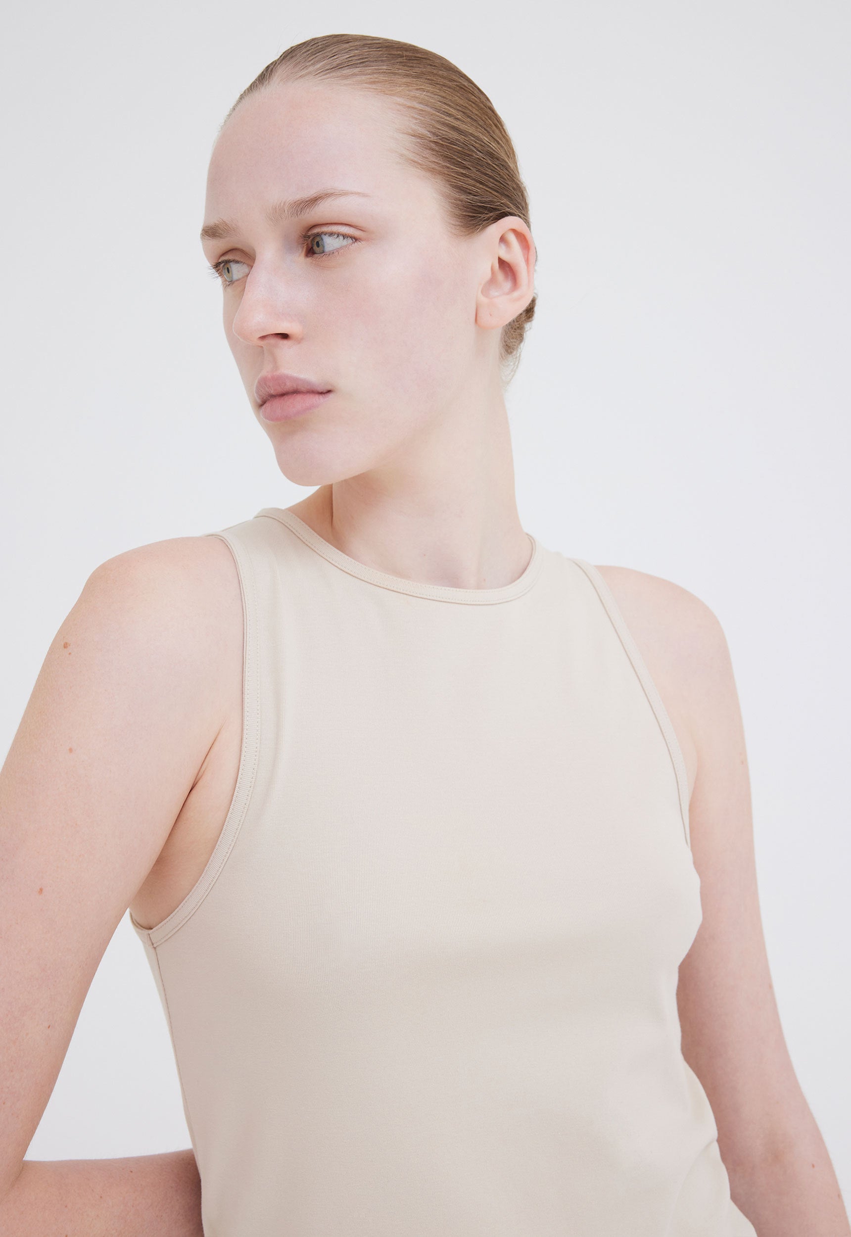 Foster Ribbed Cotton Tank in Dia Neutral