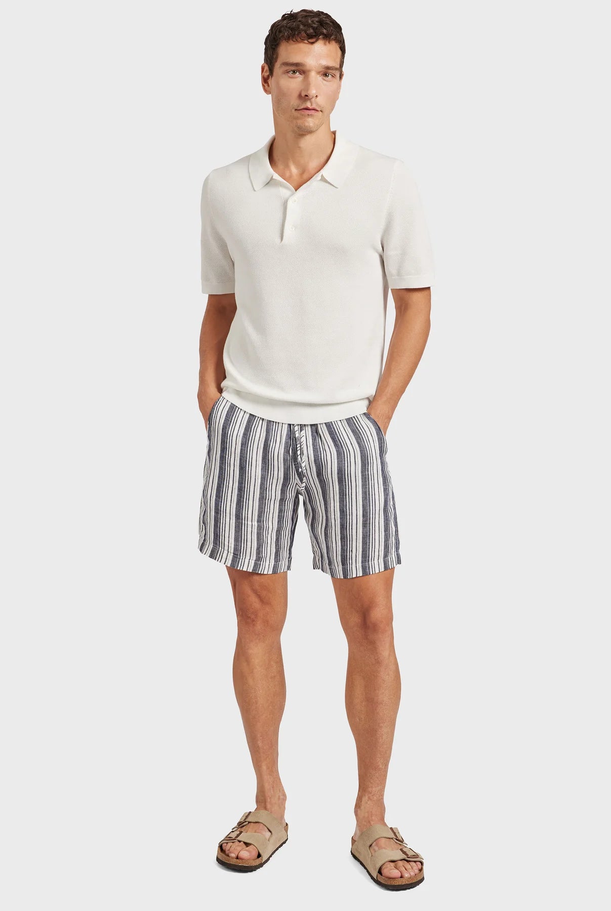 Riley Knit Polo in Off White