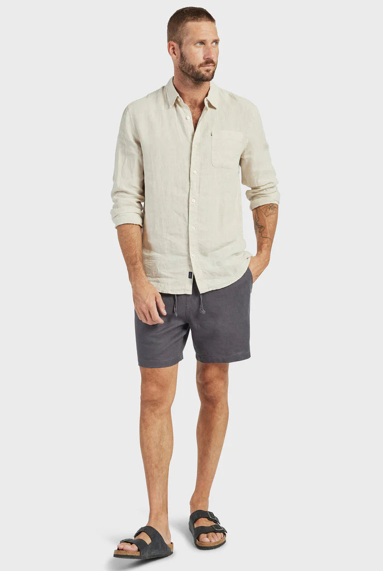 Riviera Linen Short in Charcoal