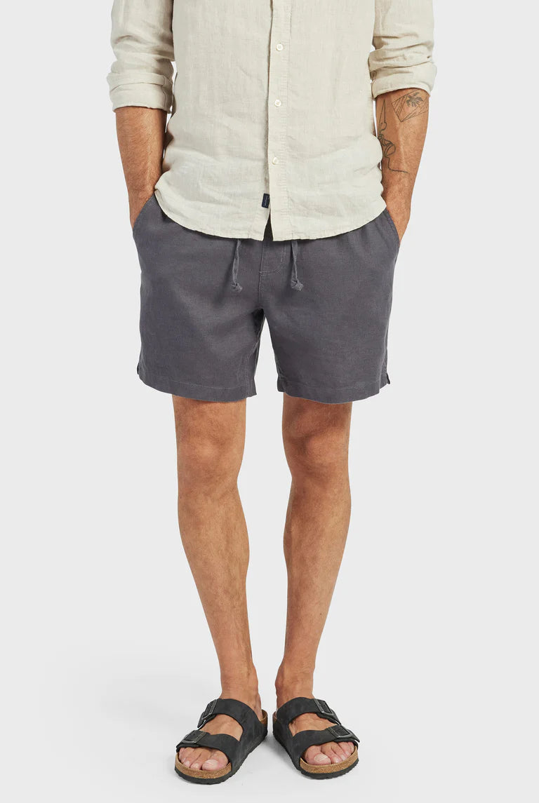 Riviera Linen Short in Charcoal - Milu James St