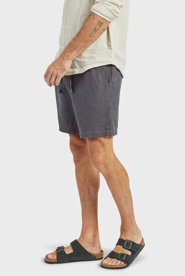 Riviera Linen Short in Charcoal - Milu James St
