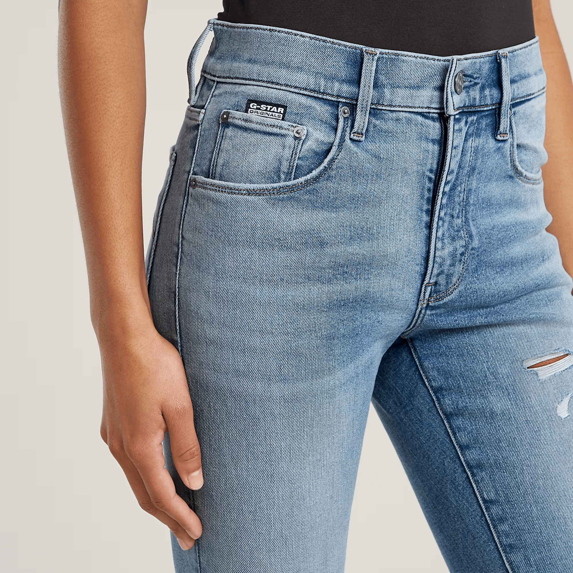 3301 Skinny Jeans in Vintage Blue Stream Destroyed