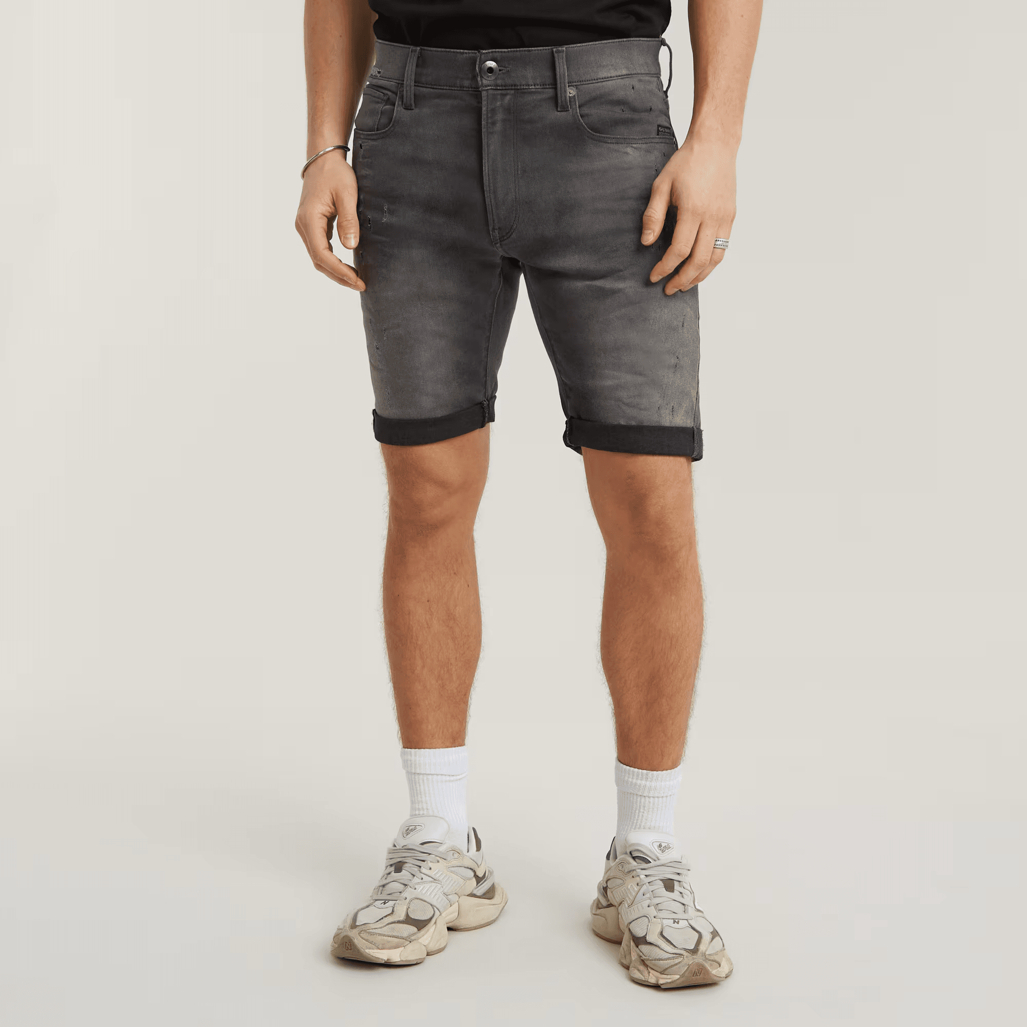 3301 Slim Denim Shorts in Light Aged Destroy