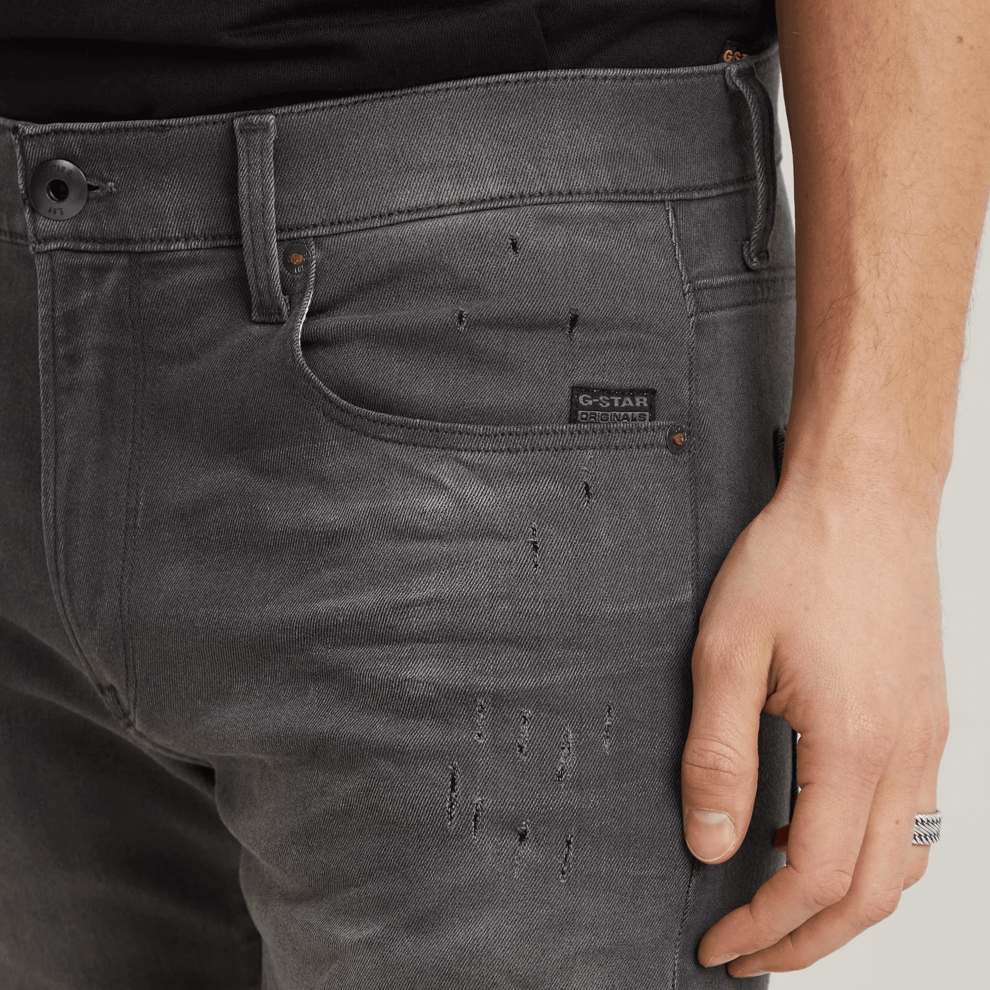 3301 Slim Denim Shorts in Light Aged Destroy