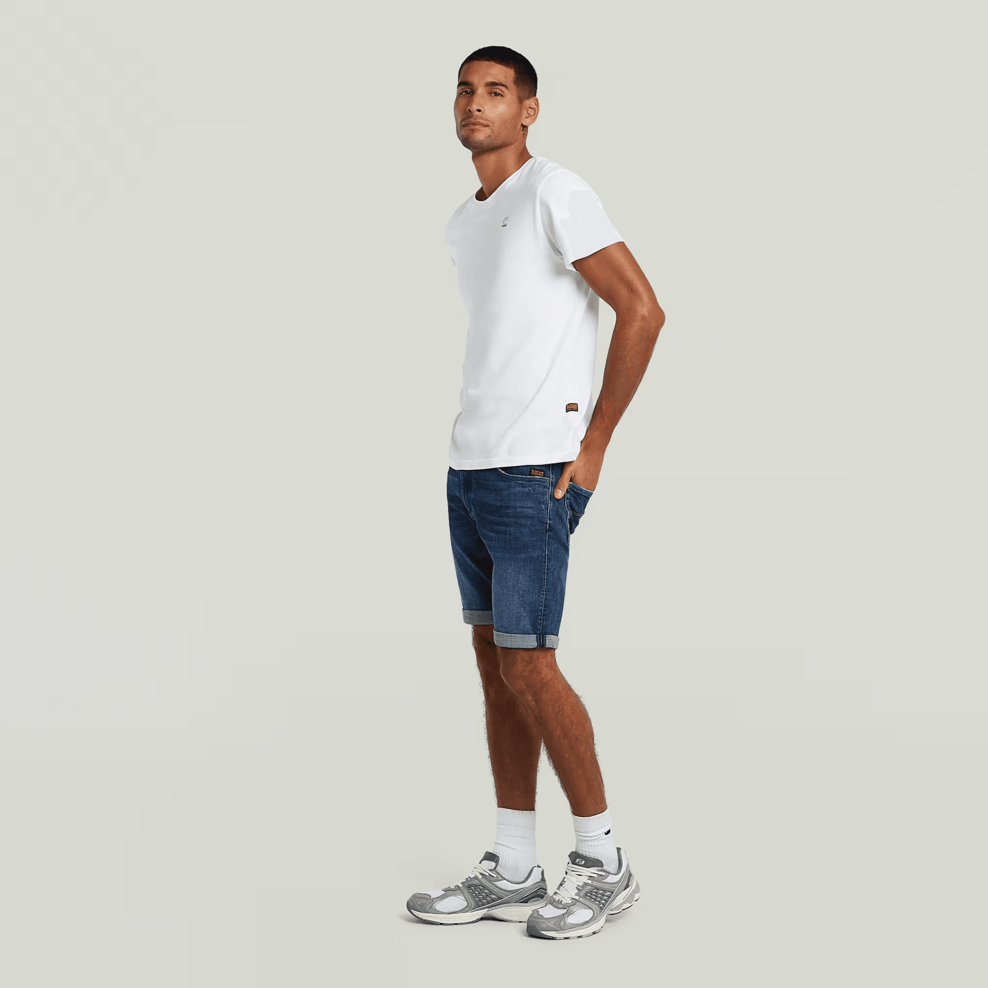 3301 Slim Shorts in Worn in Blue Galena - Milu James St