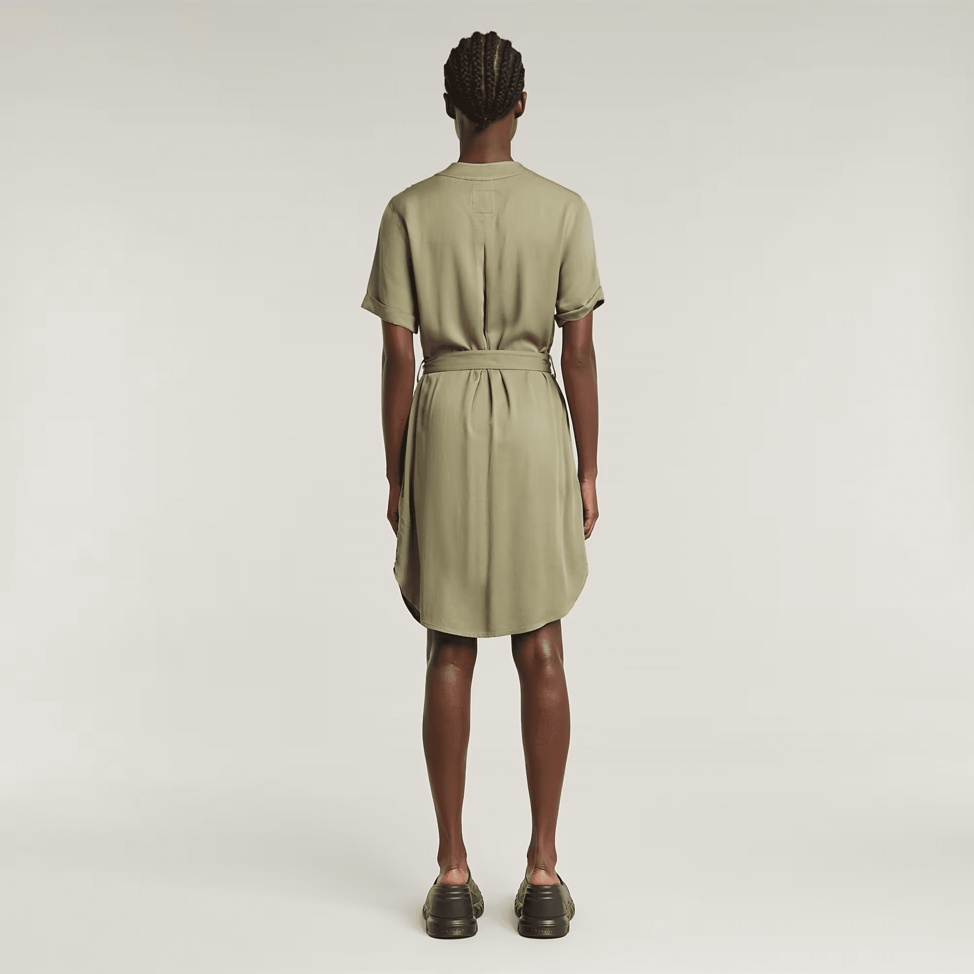 Belted Dress in Ensis Green
