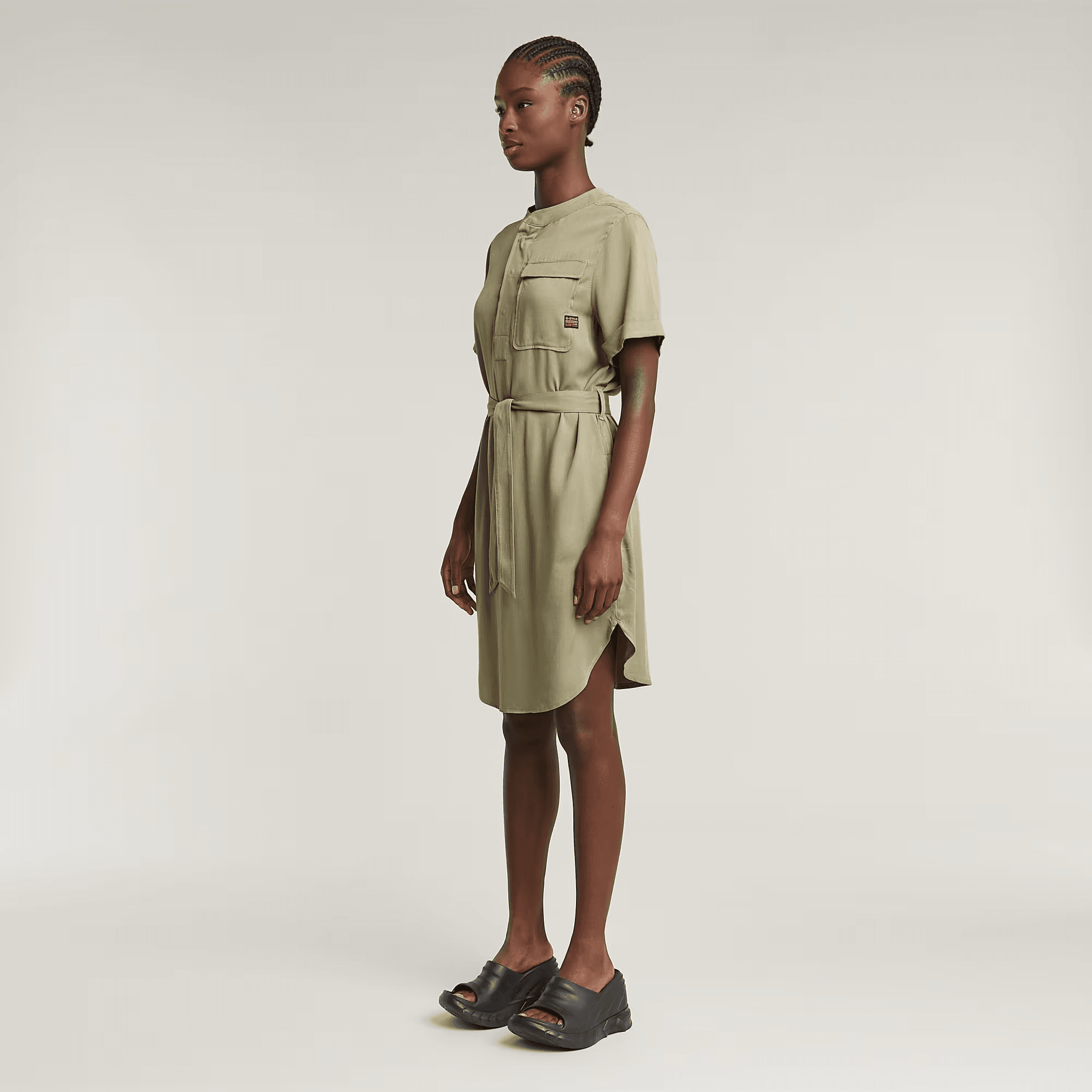 Belted Dress in Ensis Green