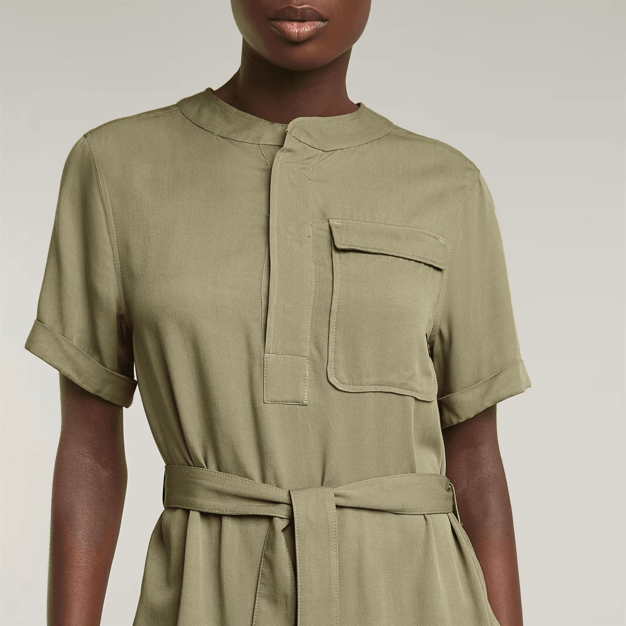 Belted Dress in Ensis Green