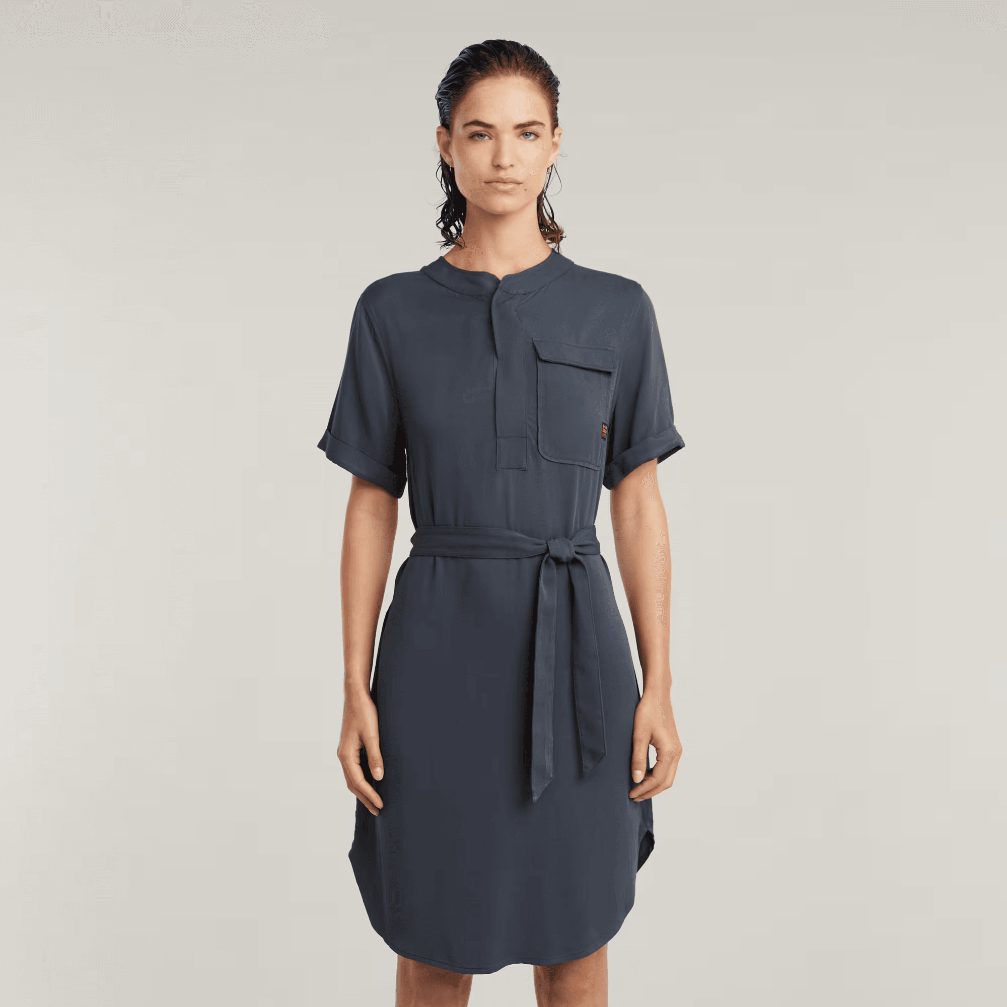 Belted Dress in Petrol