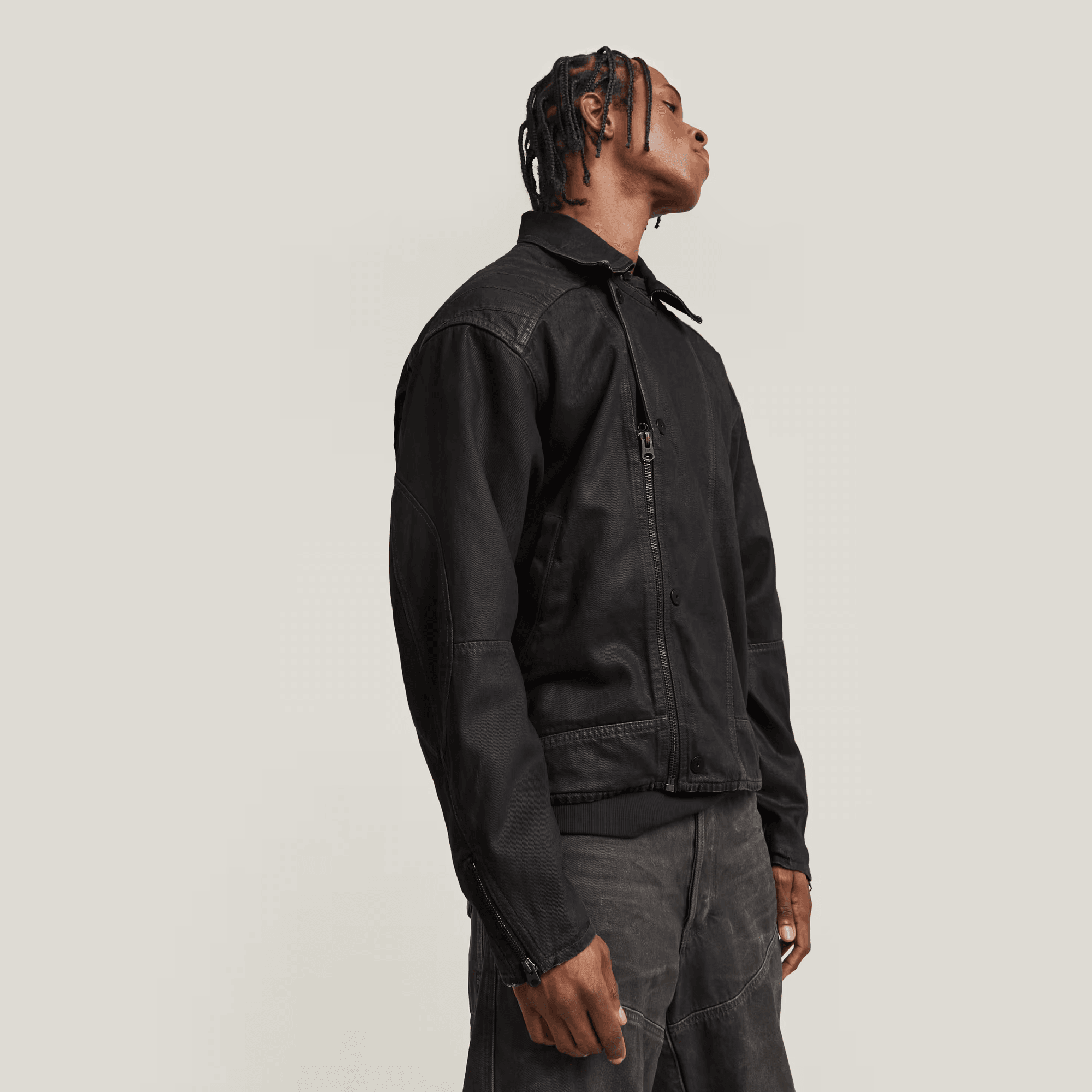 Biker Denim Jacket in Worn in Ignition