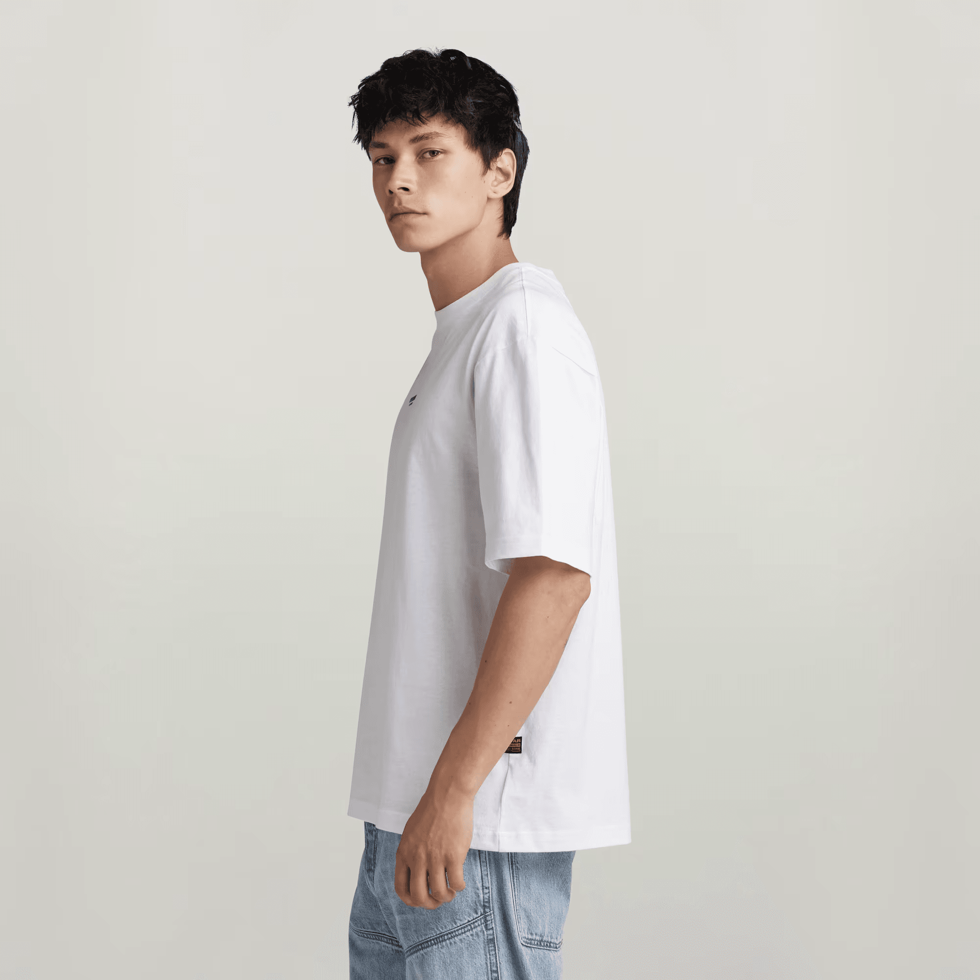 Overdyed Center Chest Boxy T-Shirt in White