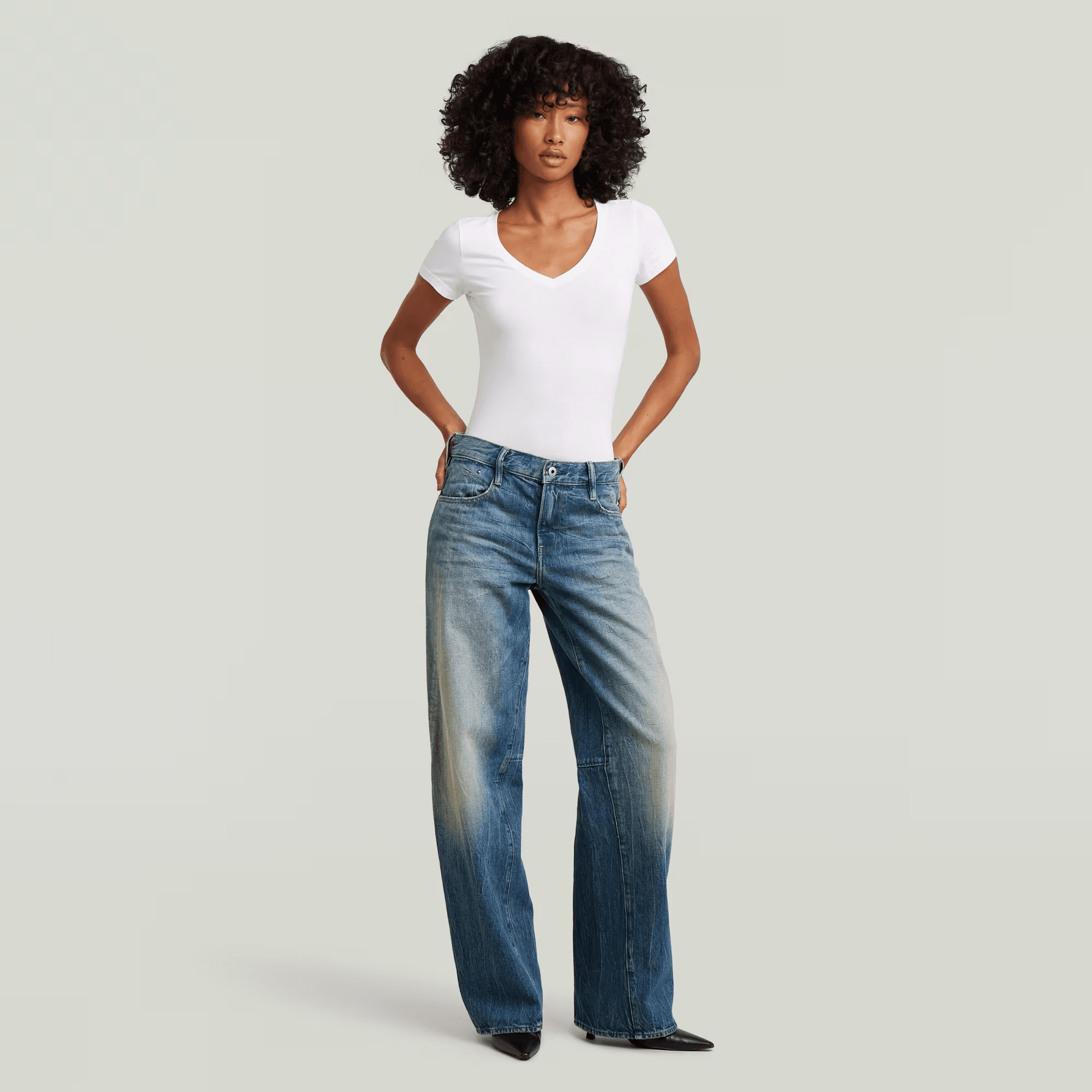 Contor Barrel Loose Jeans in Antique Faded Marble Zircon - Milu James St