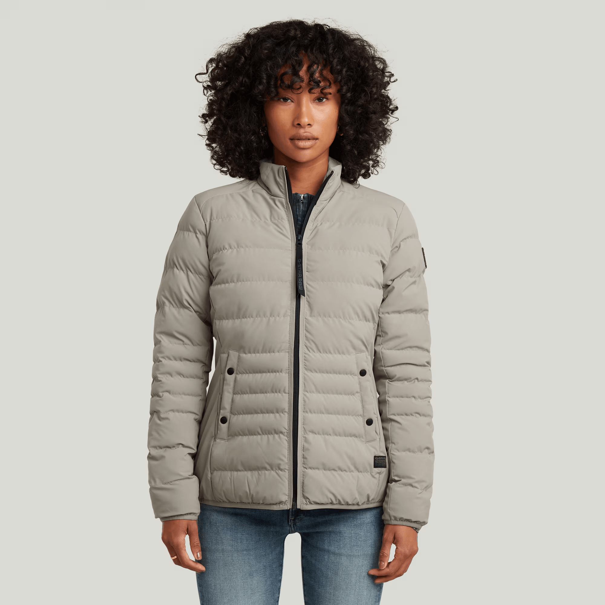 Foundation Padded Short Jacket in Elephant Skin - Milu James St