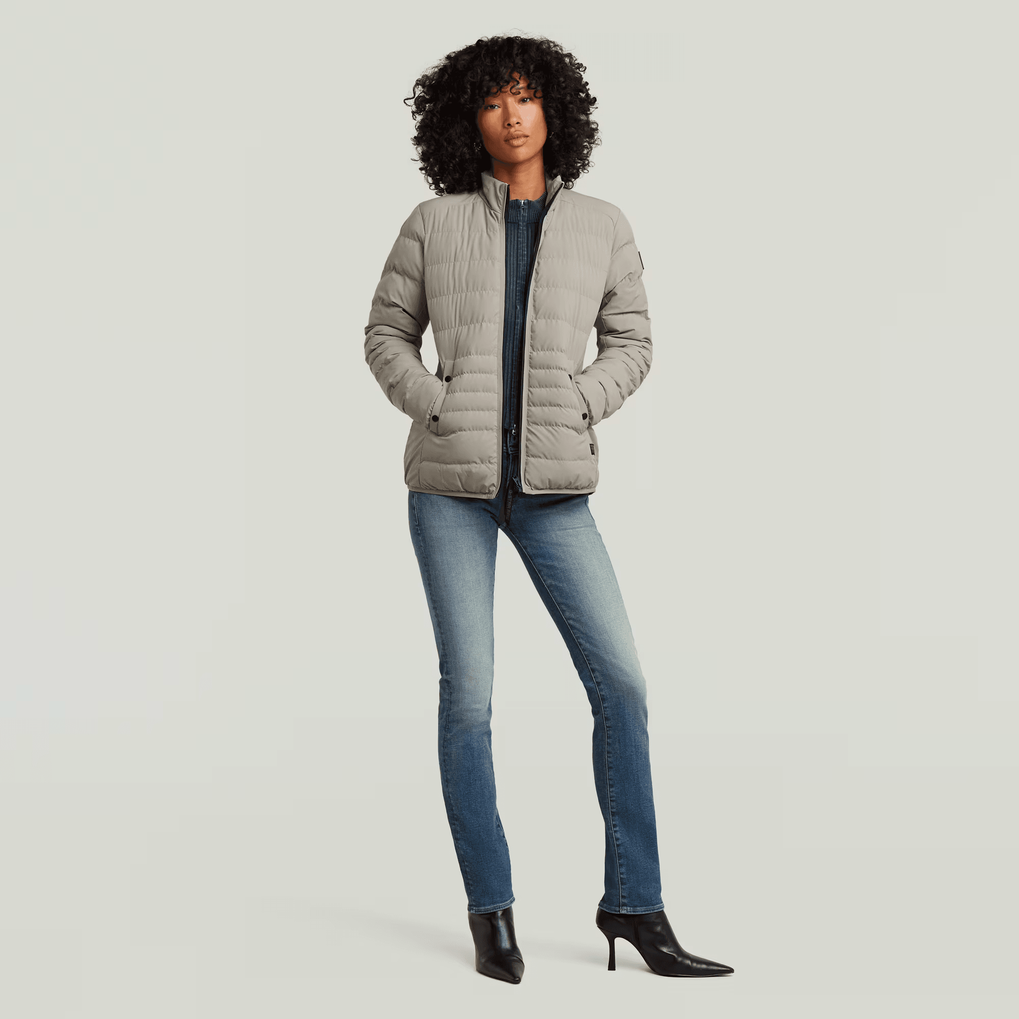 Foundation Padded Short Jacket in Elephant Skin - Milu James St