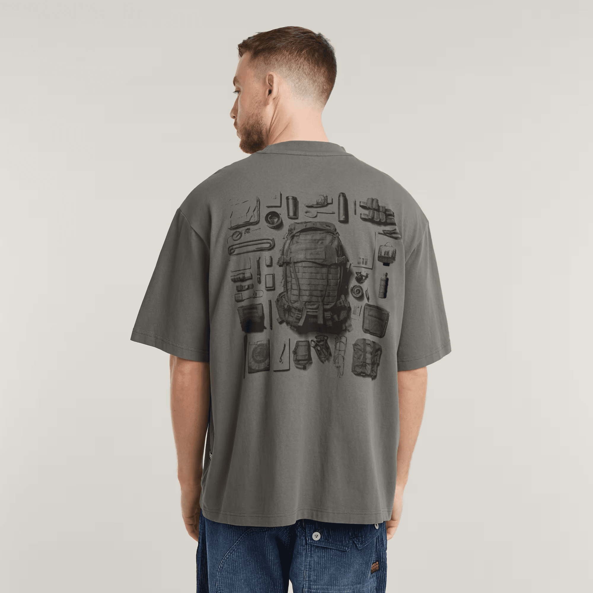 Knolling Back Graphic Boxy T-Shirt in Gs Grey - Milu James St