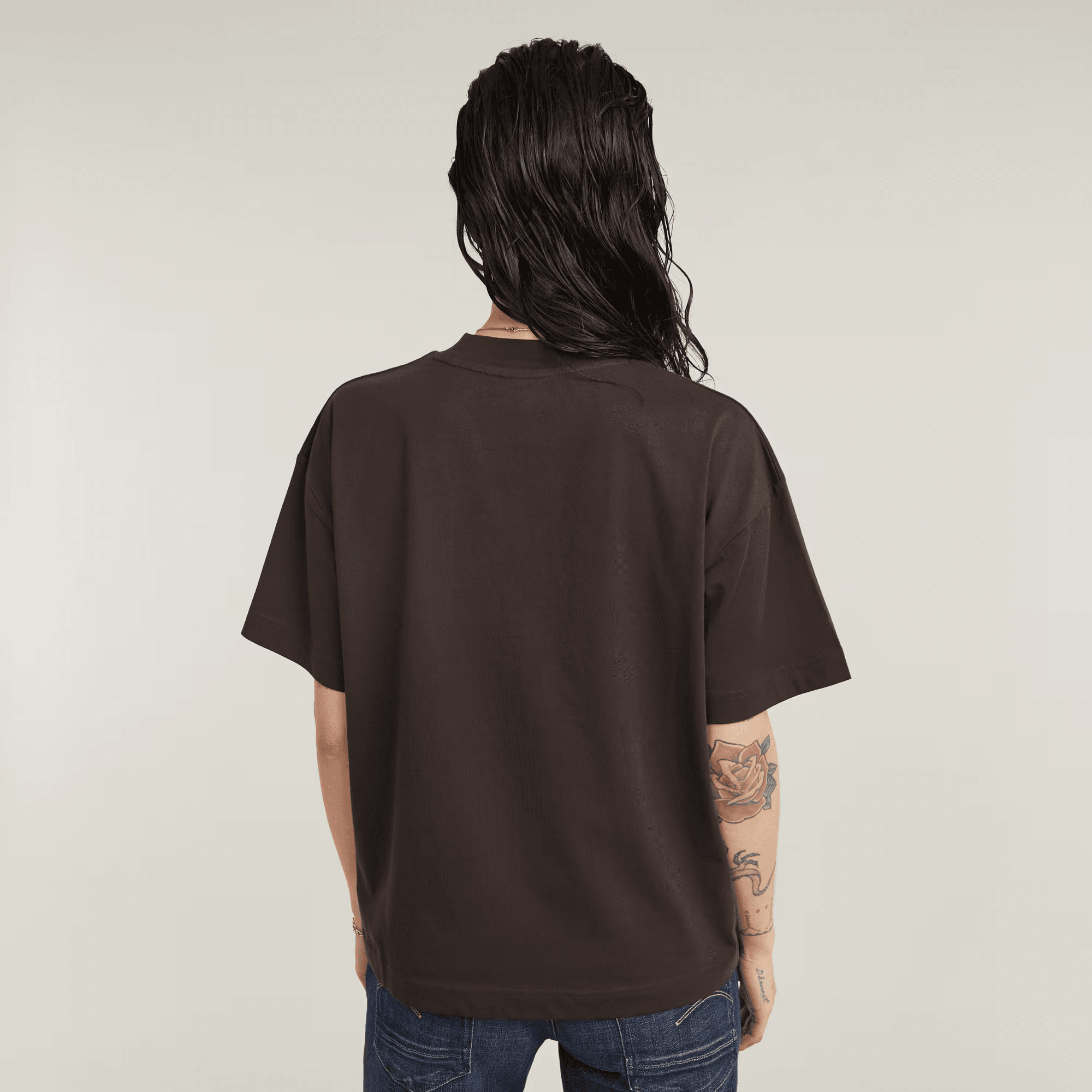 Shiny Print Loose Top in Chocolate Plum