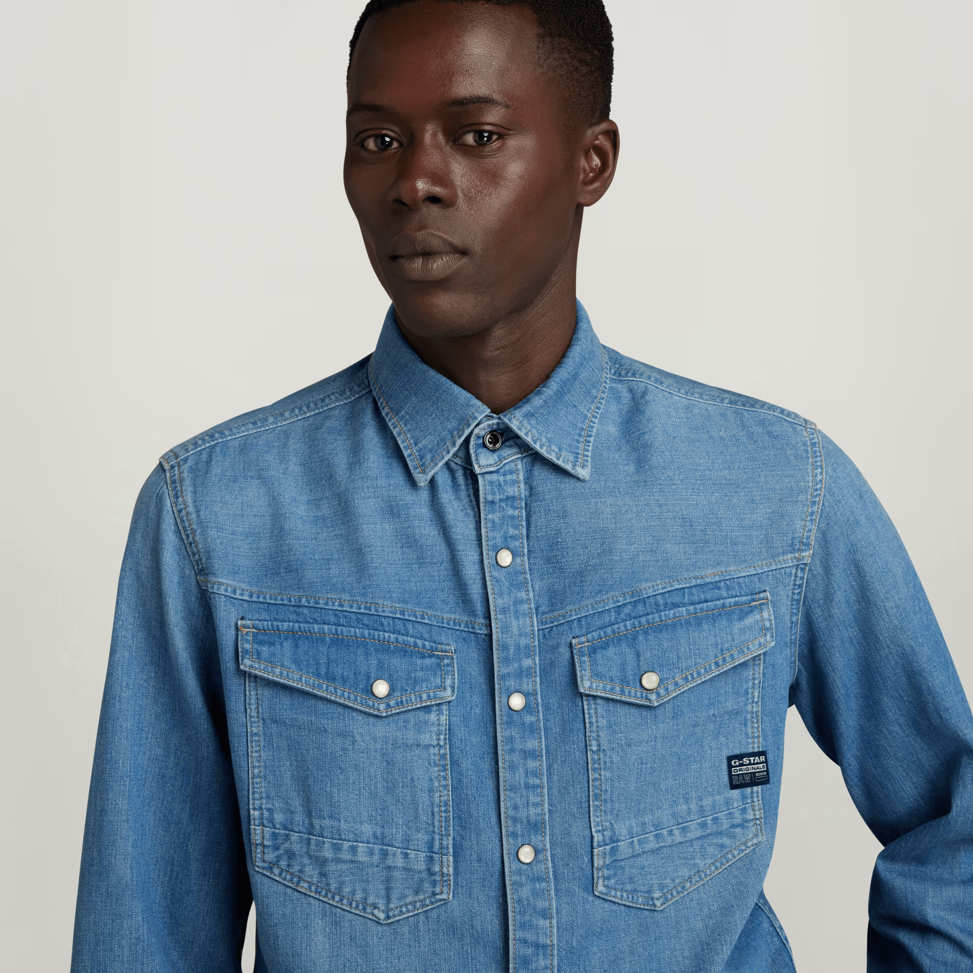 Slim Denim Shirt in Faded Cricket Blue