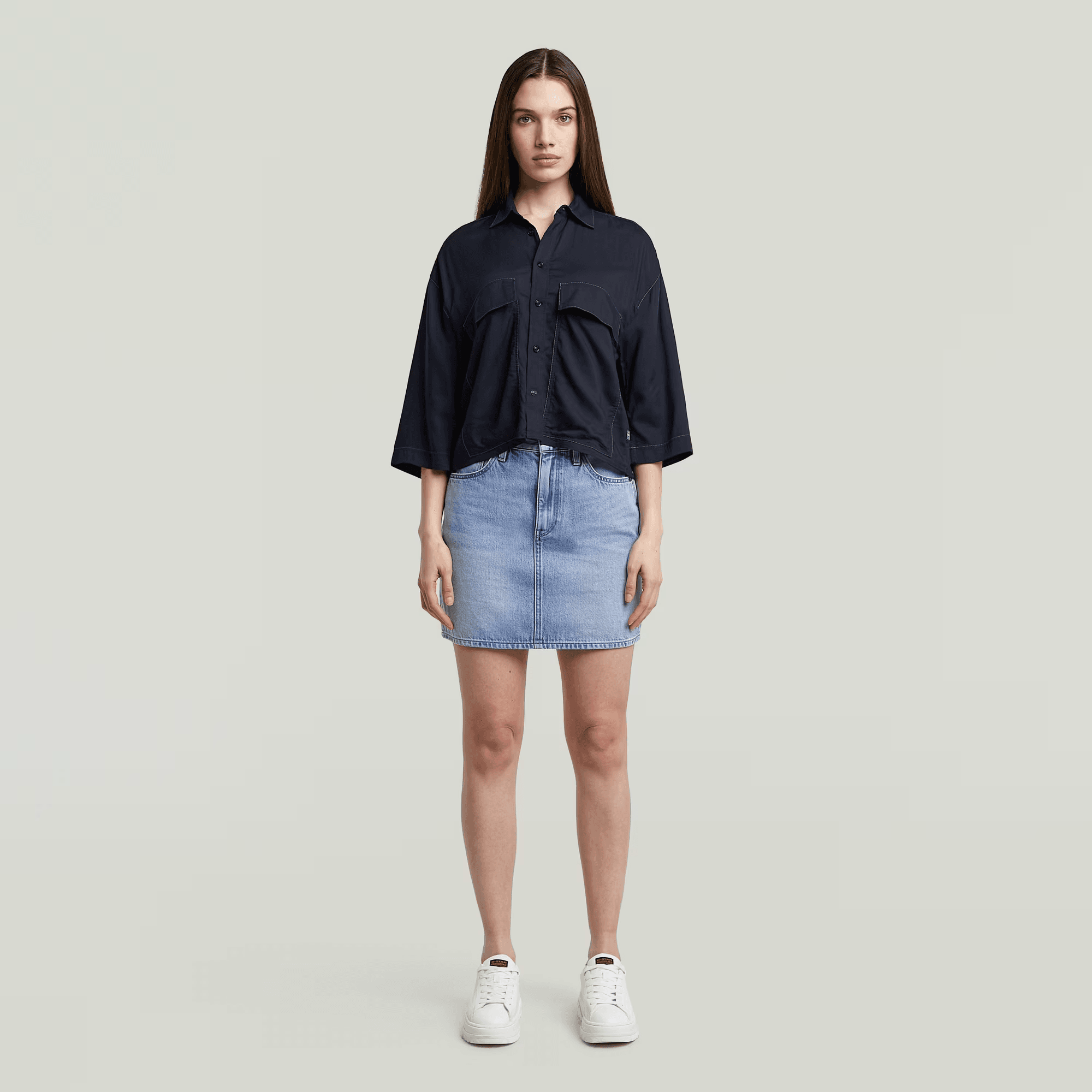 Viktoria Short Skirt Clean Edge in Sun Faded Blue Cape
