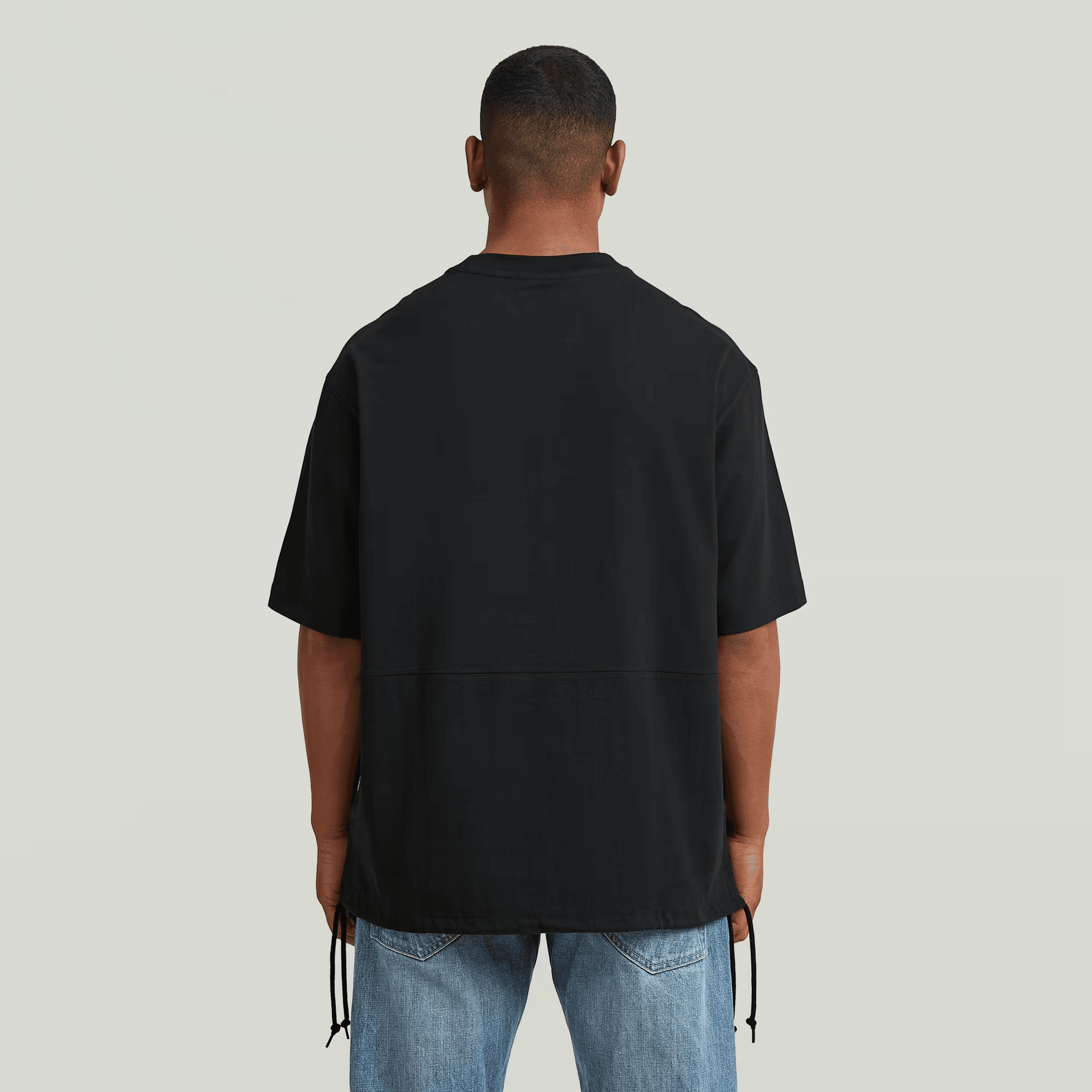 Woven Mix Loose T-Shirt in Dark Black - Milu James St