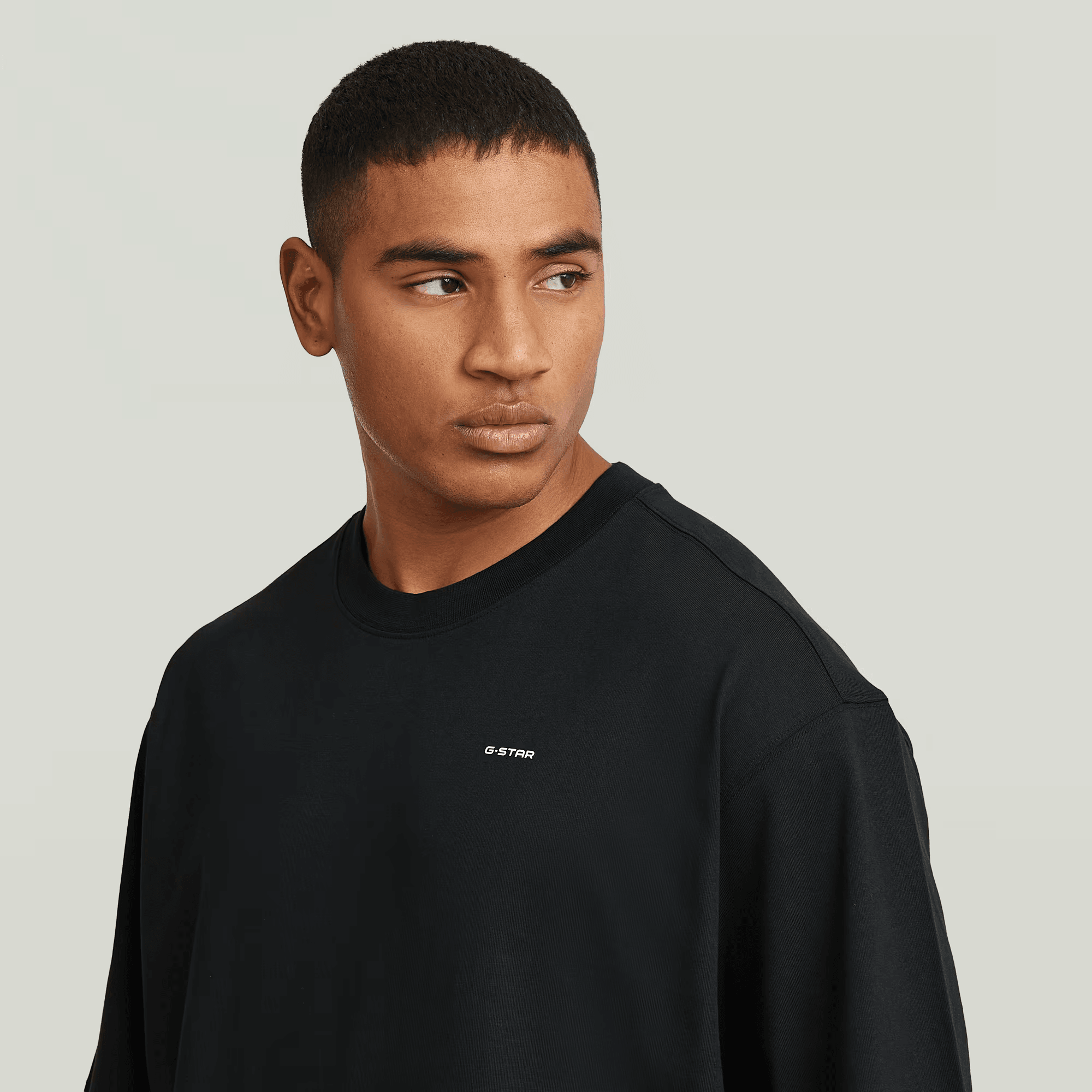 Woven Mix Loose T-Shirt in Dark Black - Milu James St