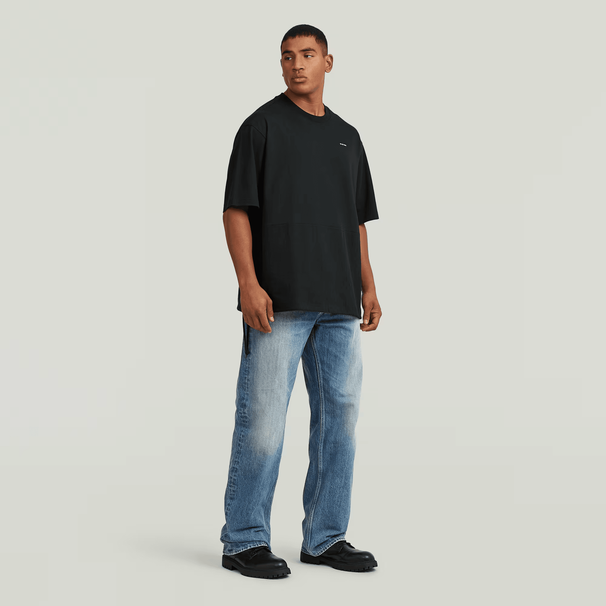 Woven Mix Loose T-Shirt in Dark Black - Milu James St