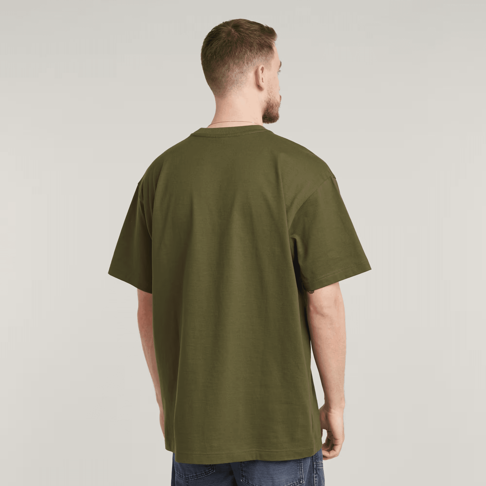 Woven Mix Pocket Loose T-Shirt in Shadow Olive