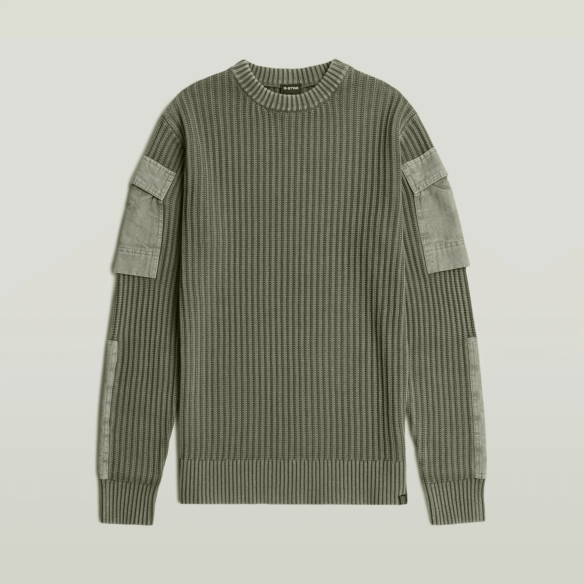 Woven Mix Washed Knit Pullover in Shadow Olive - Milu James St