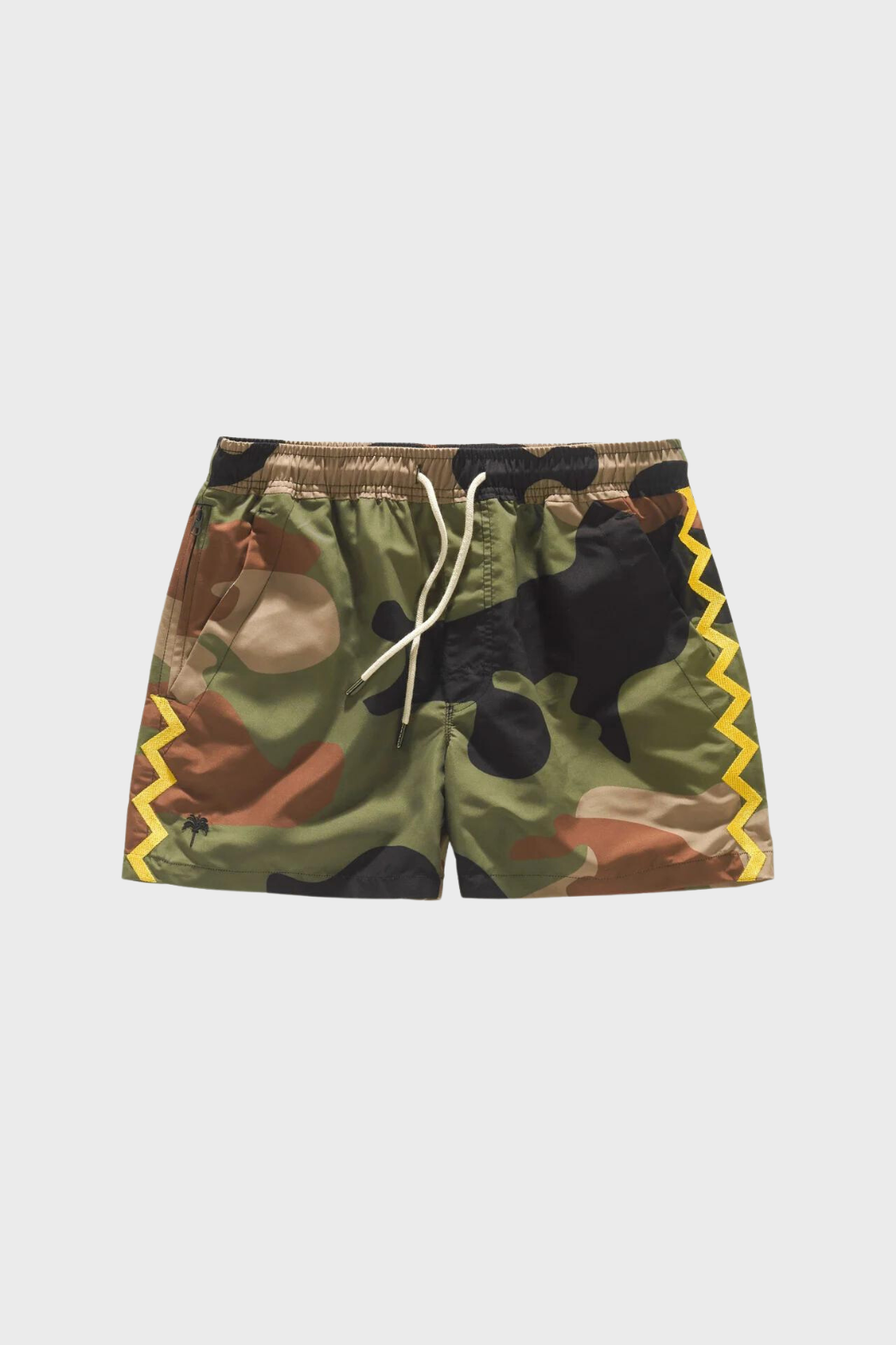 Zig Embroidered Swim Shorts in Green Cammo