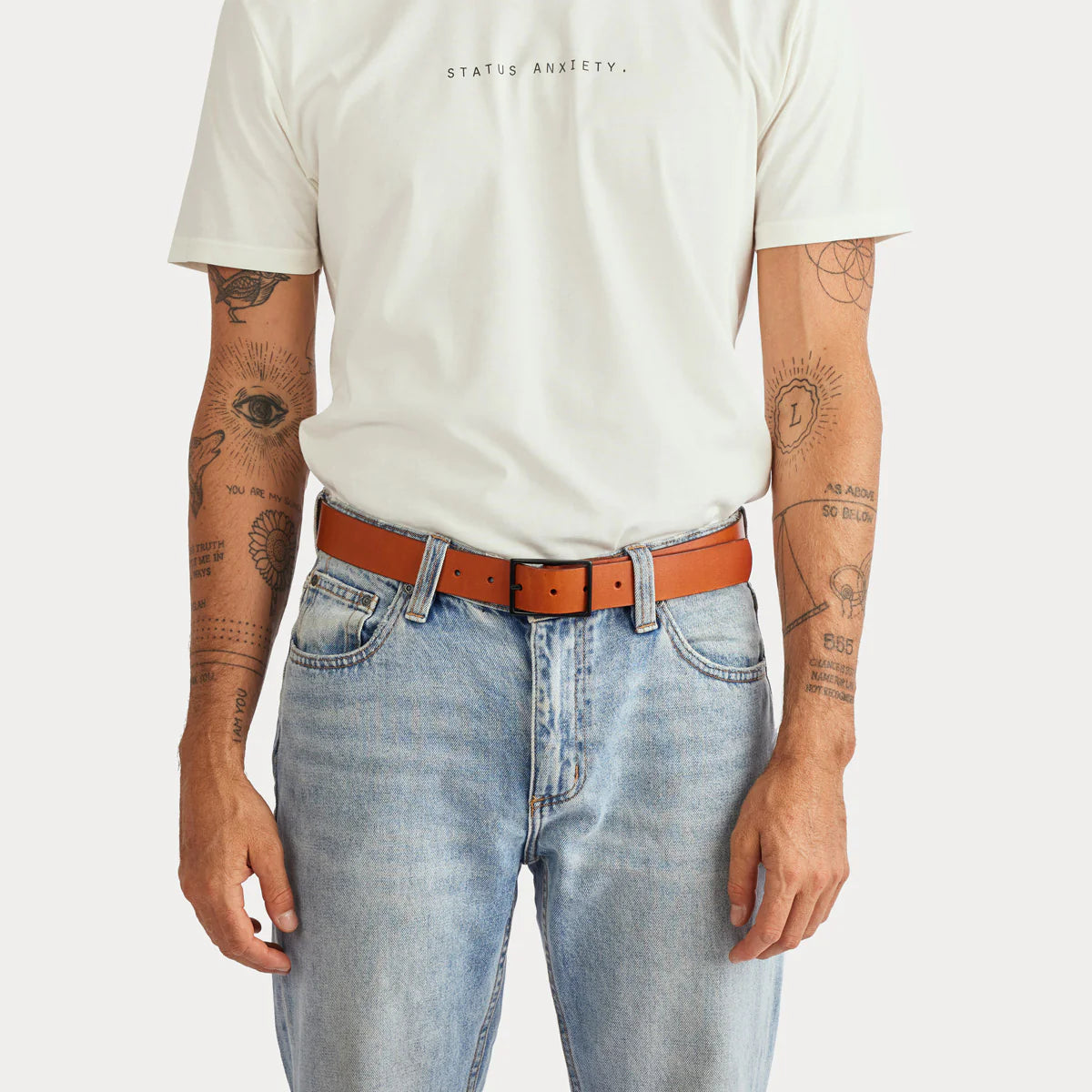 Natural Corruption Leather Belt in Tan