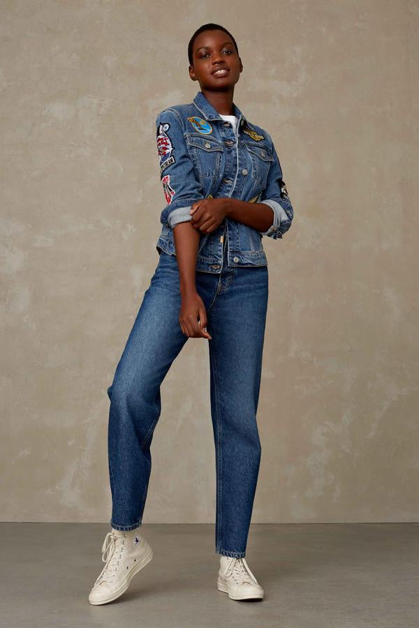 Anna Bio Stretch Blue Badge All Over