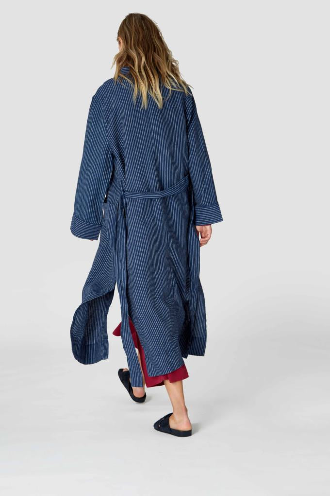 Arnalda Stripe Linen Indigo - Milu James St